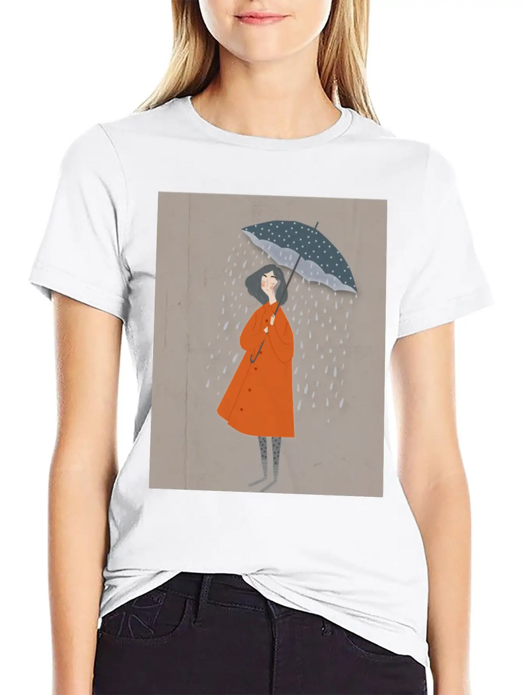 A Girl In The Rain. Classic Crew Neck Graphic Tee – Everyday Minimal Look