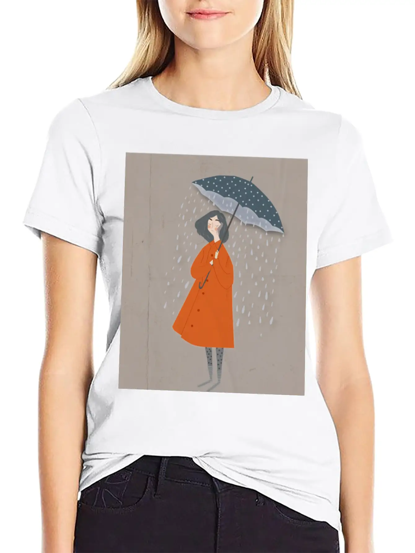 A Girl In The Rain. Classic Crew Neck Graphic Tee – Everyday Minimal Look