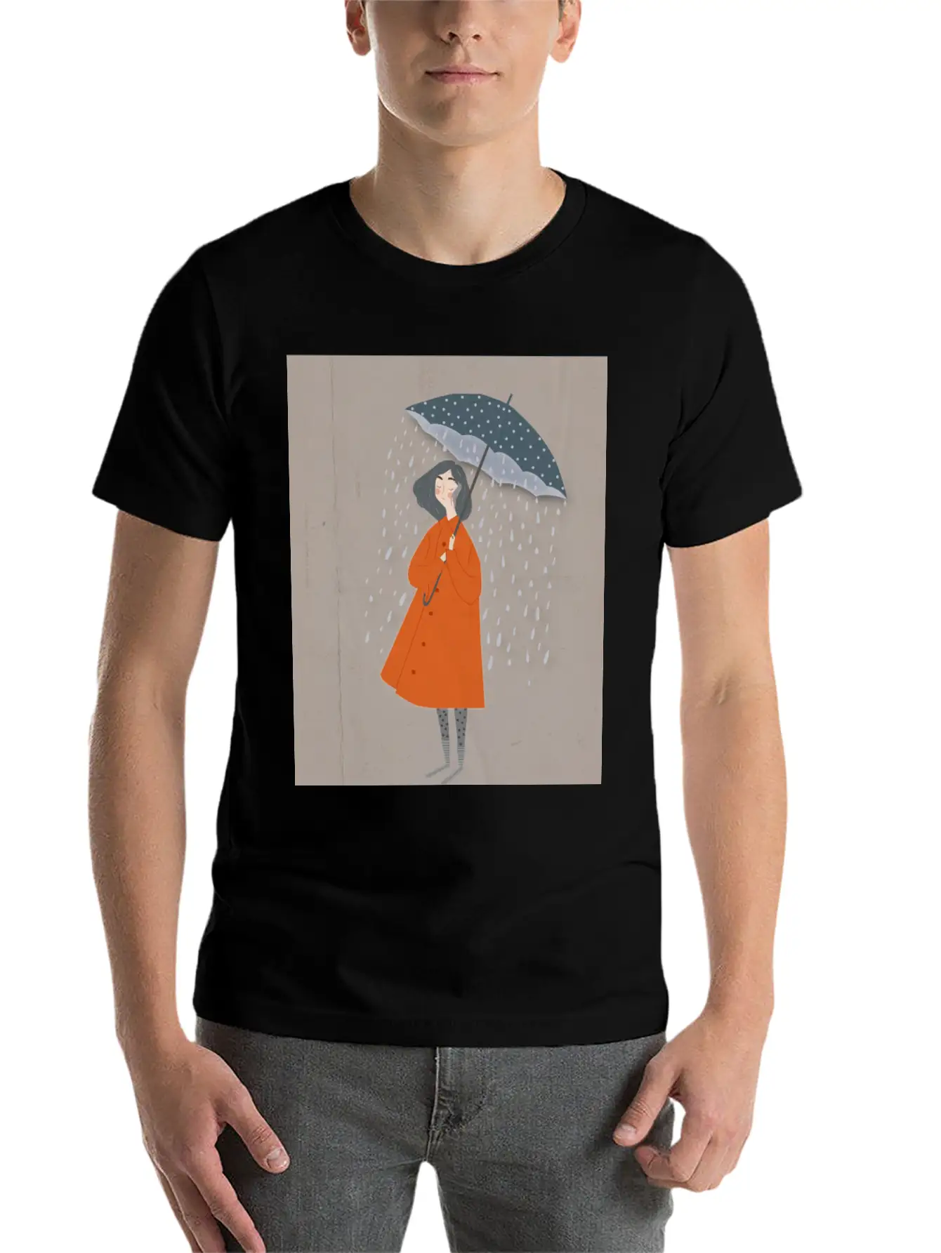 A Girl In The Rain. Classic Crew Neck Graphic Tee – Everyday Minimal Look