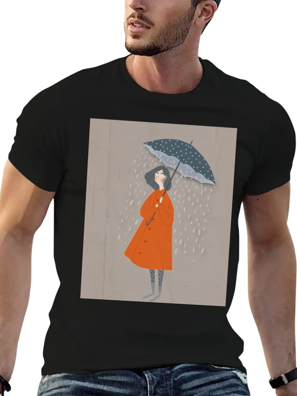 A Girl In The Rain. Classic Crew Neck Graphic Tee – Everyday Minimal Look