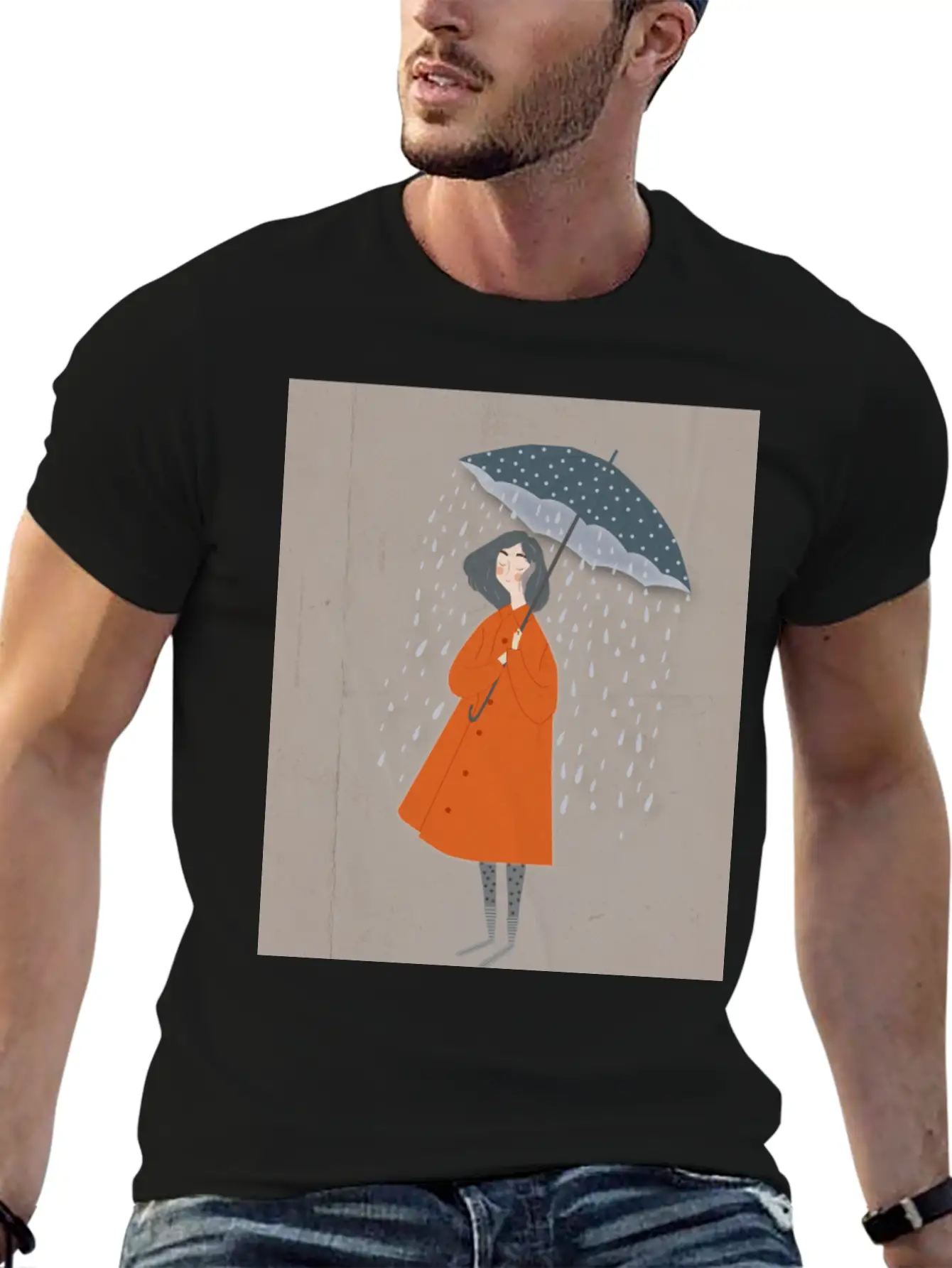 A Girl In The Rain. Classic Crew Neck Graphic Tee – Everyday Minimal Look
