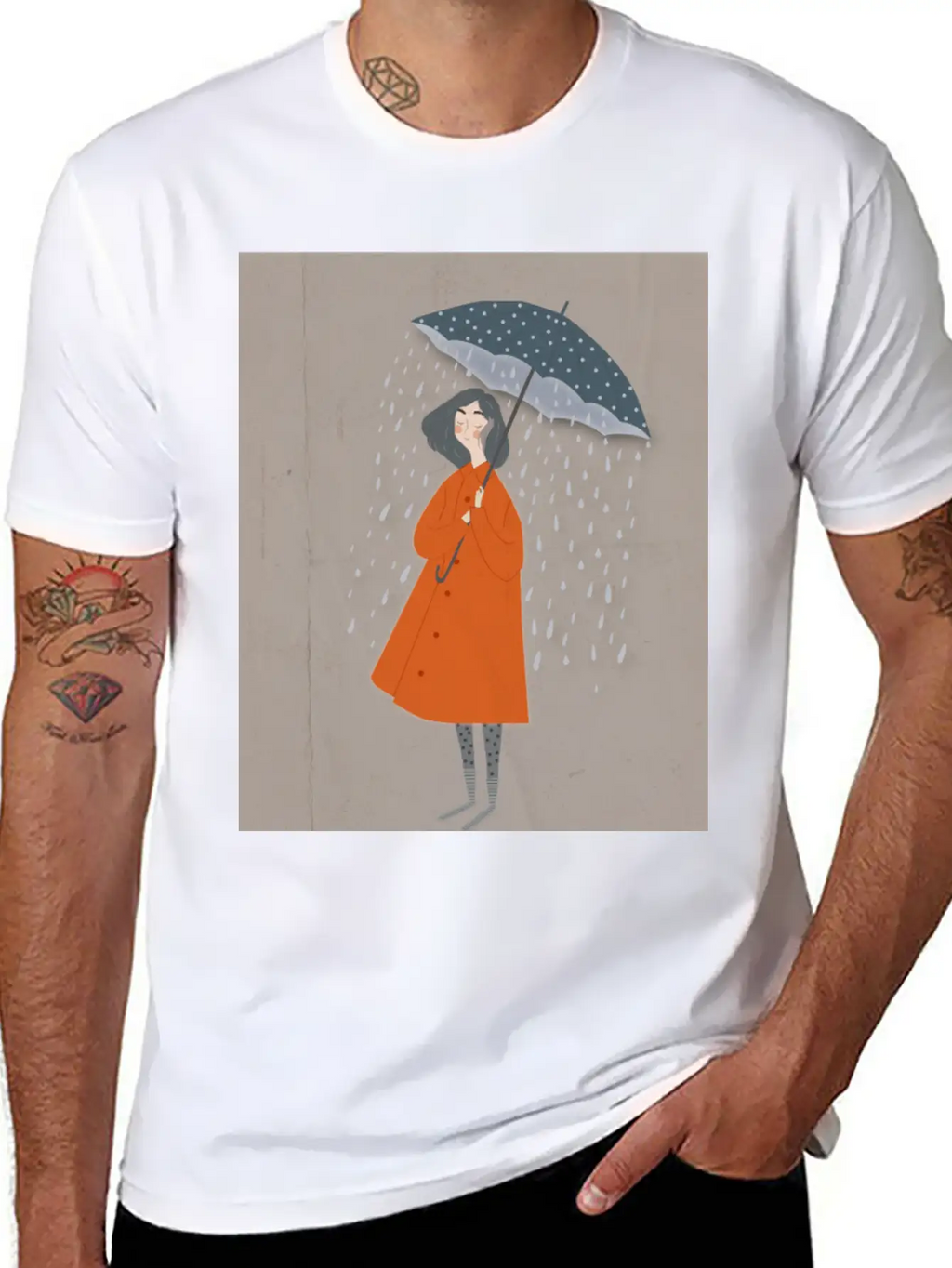 A Girl In The Rain. Classic Crew Neck Graphic Tee – Everyday Minimal Look