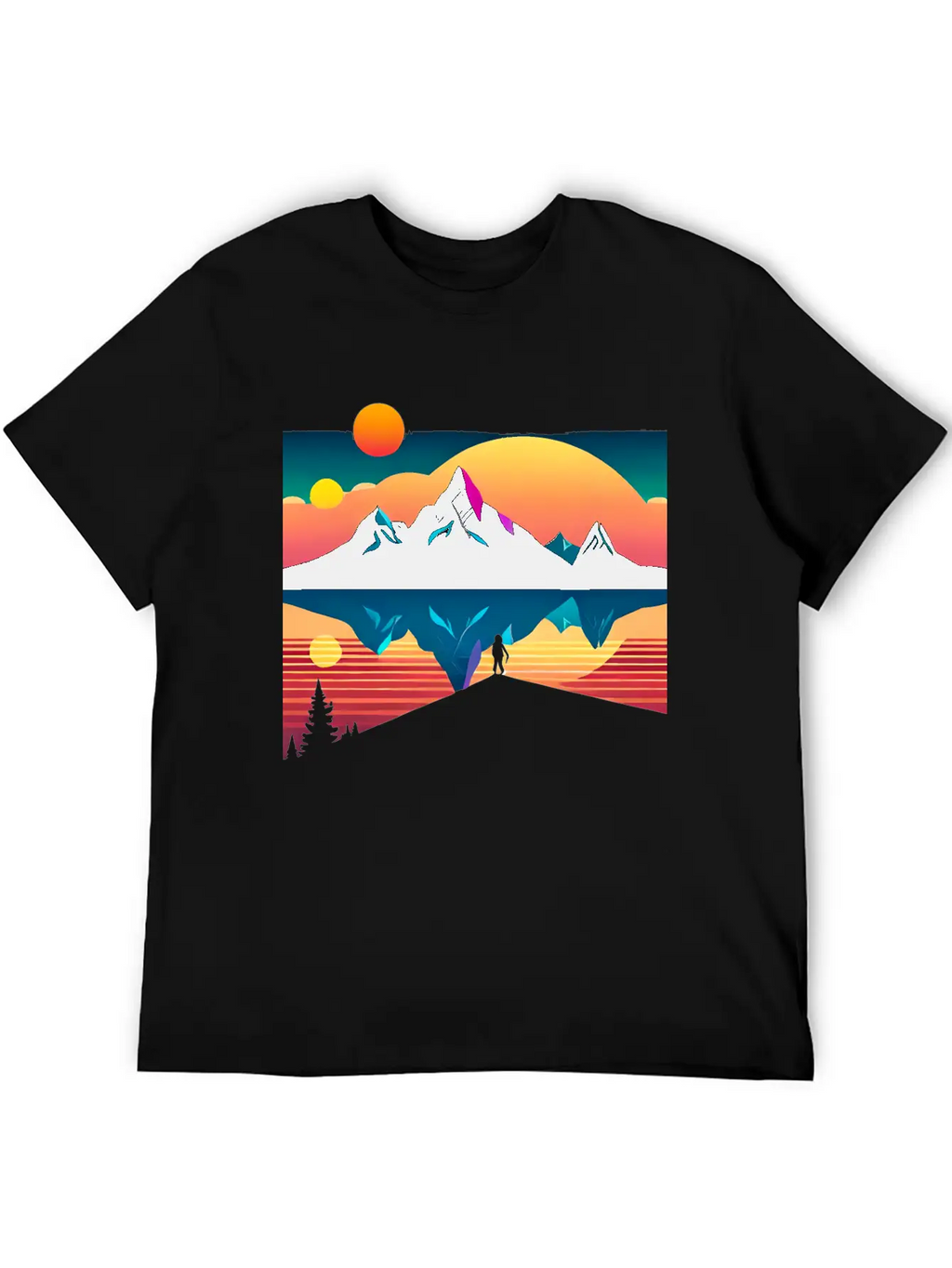 A Mountainous Sunrise Geometric Shapes Unisex Cotton Tee – Relaxed Fit For Any Occasion