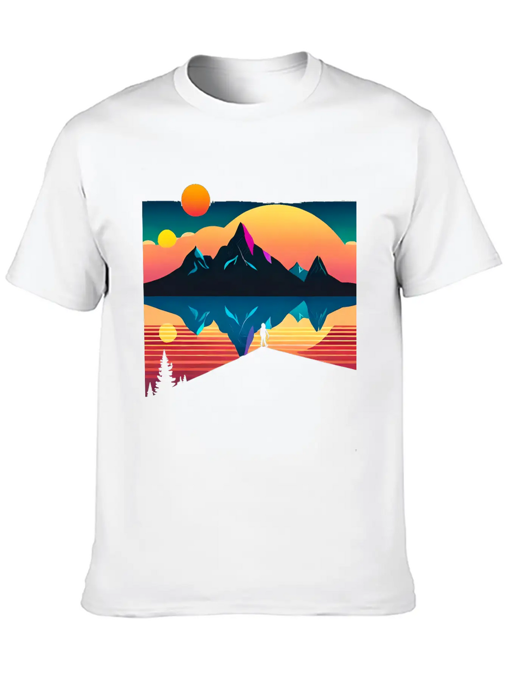A Mountainous Sunrise Geometric Shapes Unisex Cotton Tee – Relaxed Fit For Any Occasion