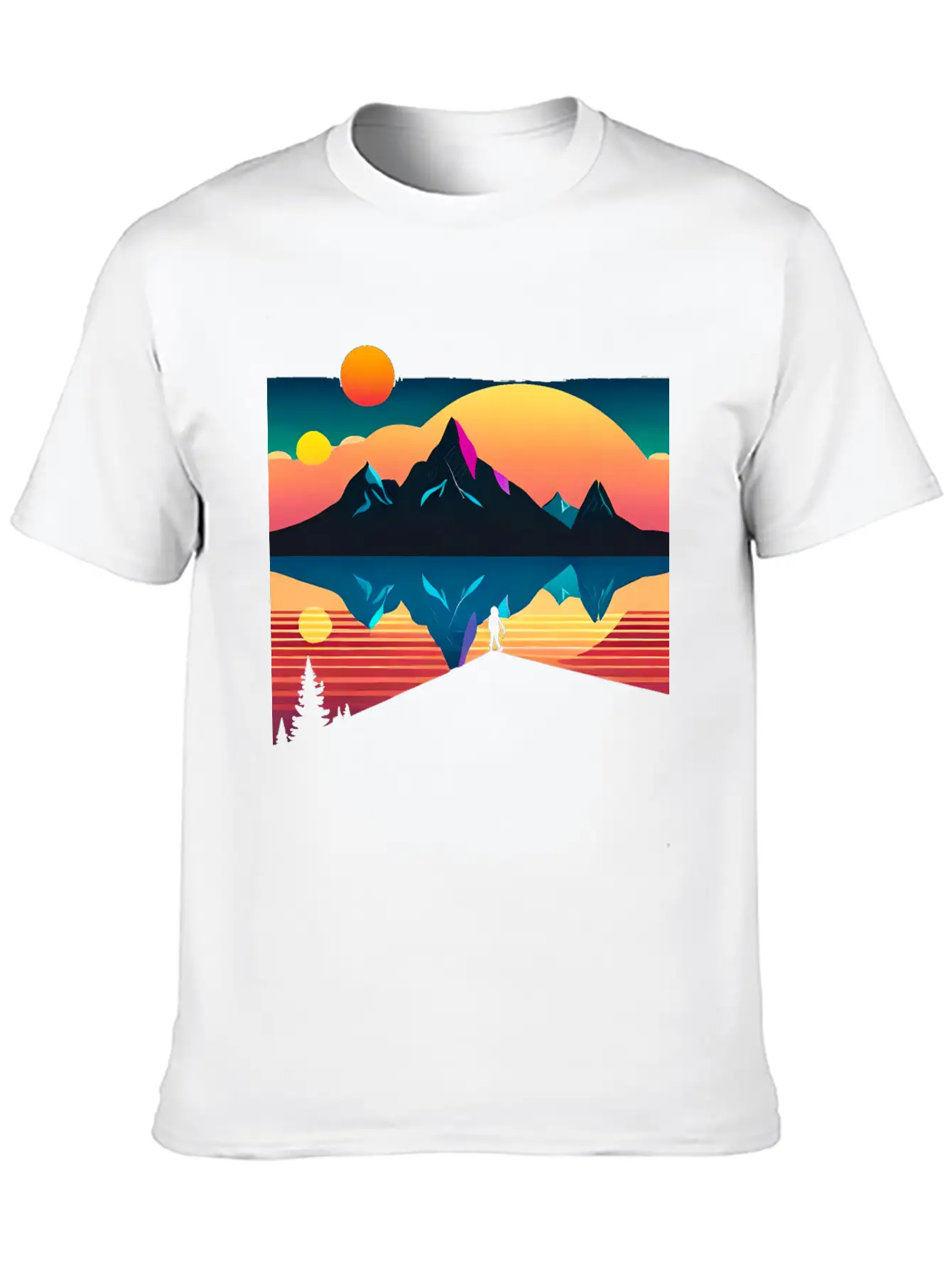 A Mountainous Sunrise Geometric Shapes Unisex Cotton Tee – Relaxed Fit For Any Occasion
