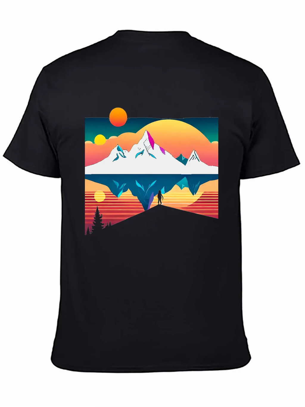 A Mountainous Sunrise Geometric Shapes Unisex Cotton Tee – Relaxed Fit For Any Occasion
