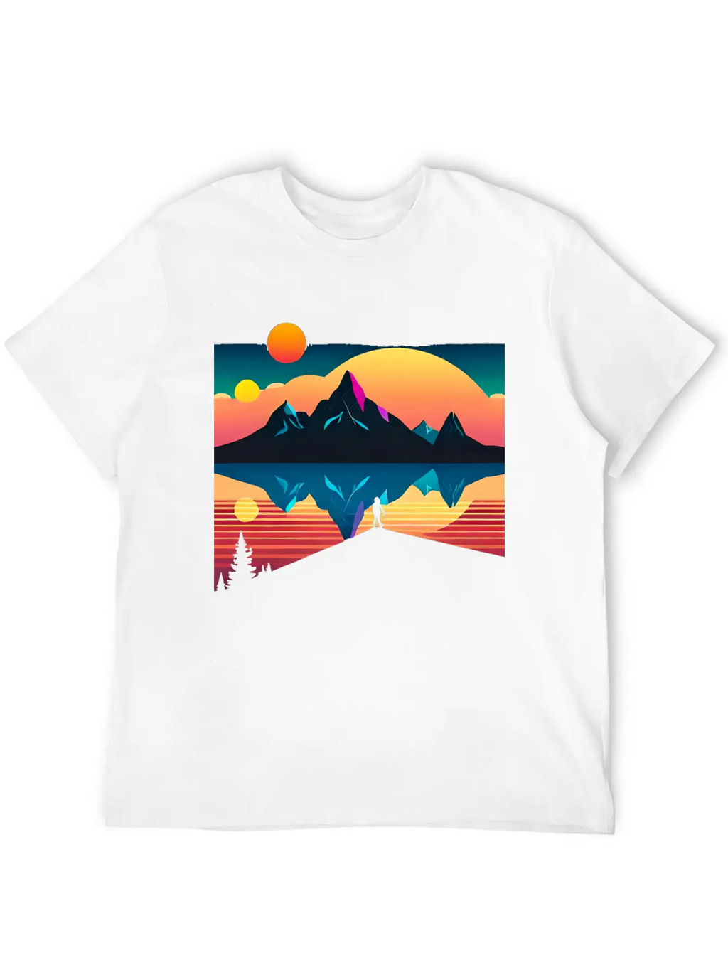 A Mountainous Sunrise Geometric Shapes Unisex Cotton Tee – Relaxed Fit For Any Occasion