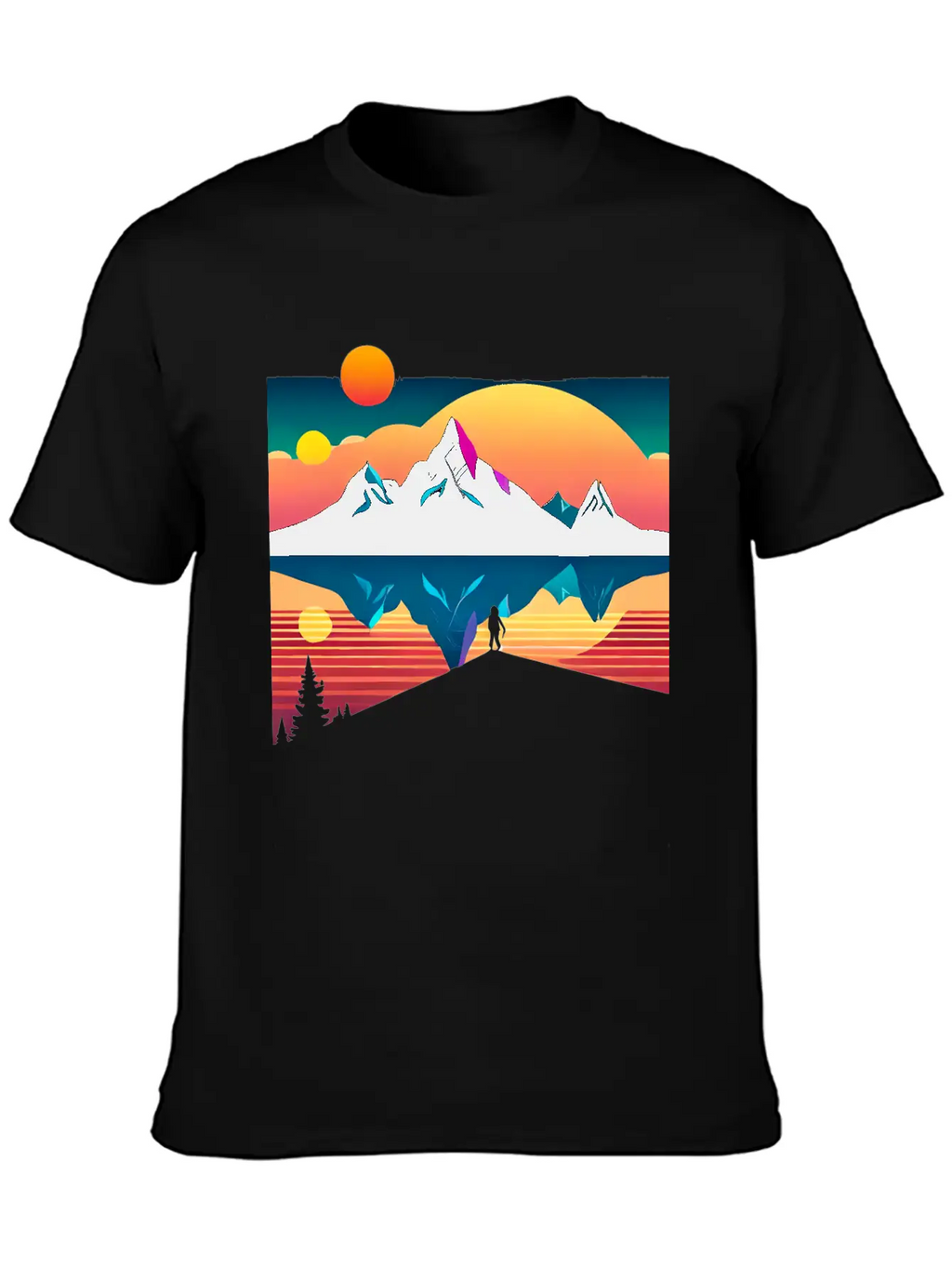 A Mountainous Sunrise Geometric Shapes Unisex Cotton Tee – Relaxed Fit For Any Occasion