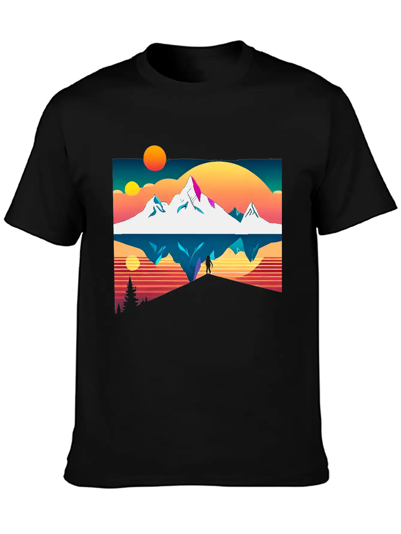 A Mountainous Sunrise Geometric Shapes Unisex Cotton Tee – Relaxed Fit For Any Occasion