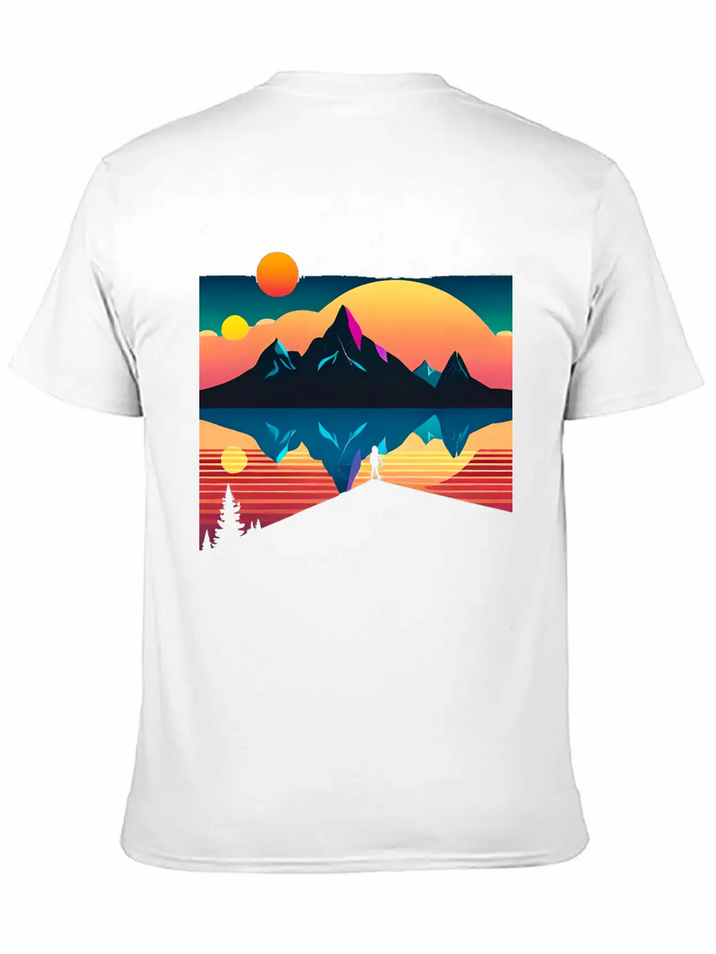 A Mountainous Sunrise Geometric Shapes Unisex Cotton Tee – Relaxed Fit For Any Occasion