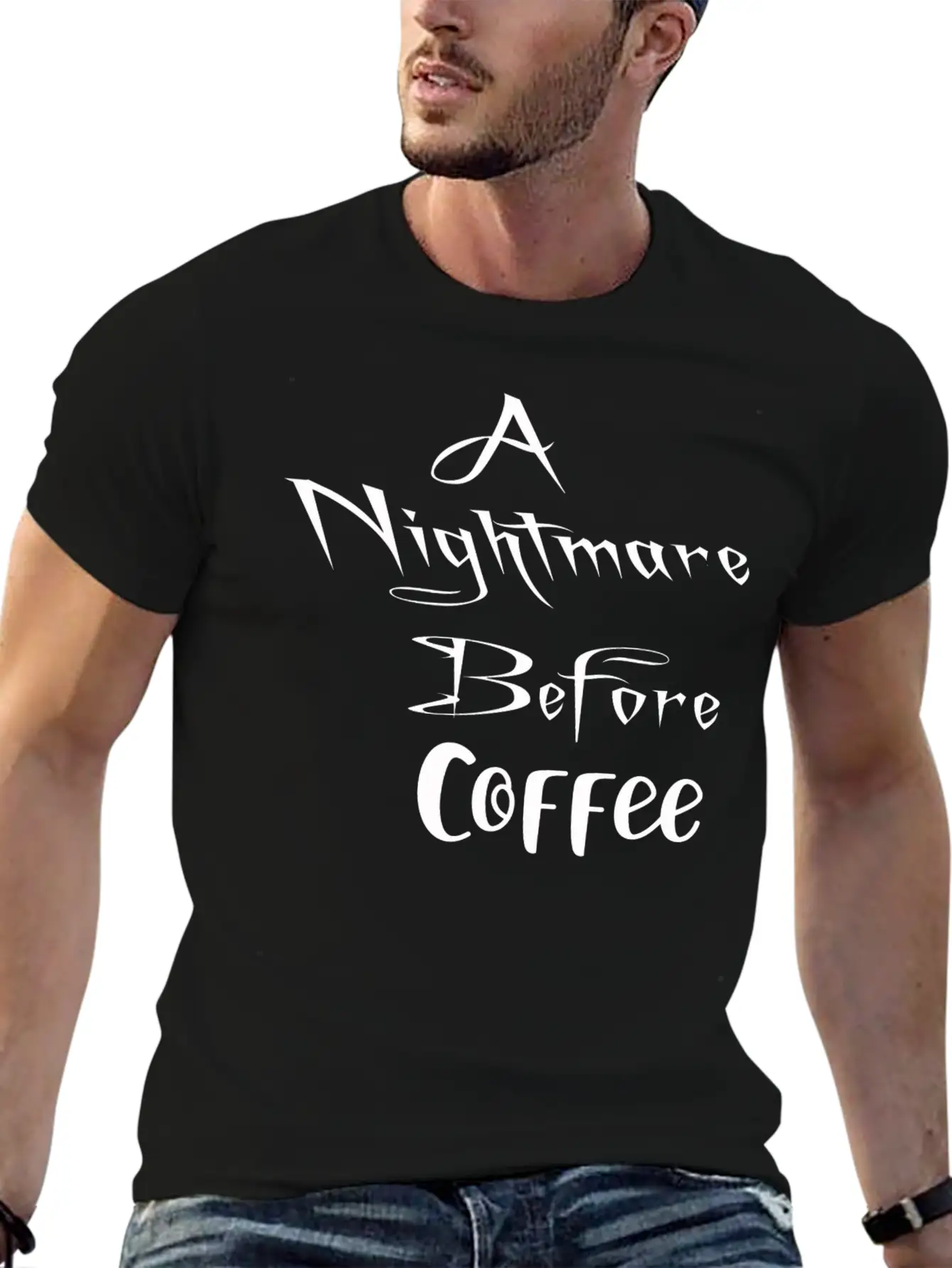 A Nightmare Before Coffee Shirt Halloween Unisex Short Sleeve Soft Cotton T-Shirt – Casual Everyday Wear