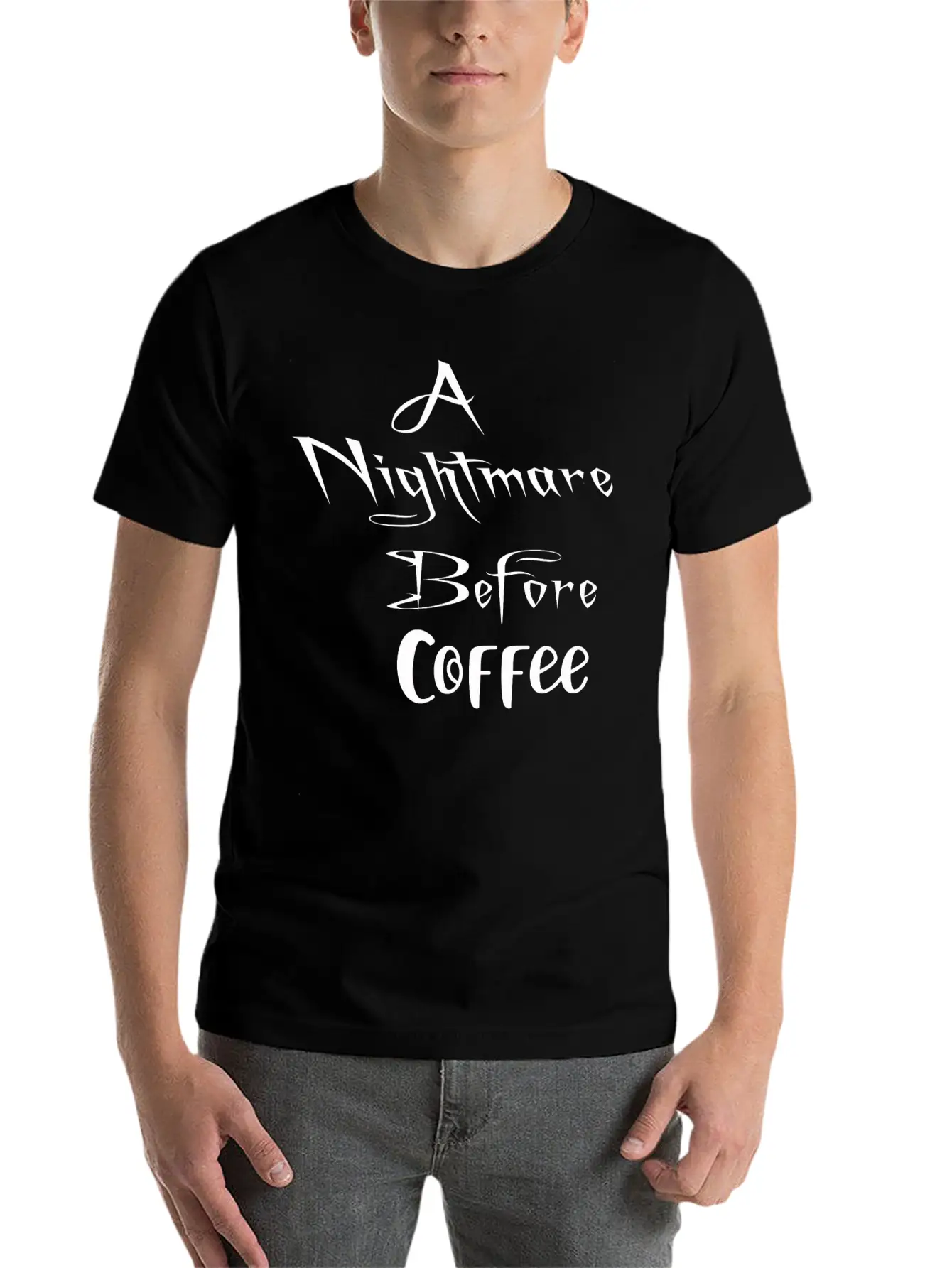 A Nightmare Before Coffee Shirt Halloween Unisex Short Sleeve Soft Cotton T-Shirt – Casual Everyday Wear