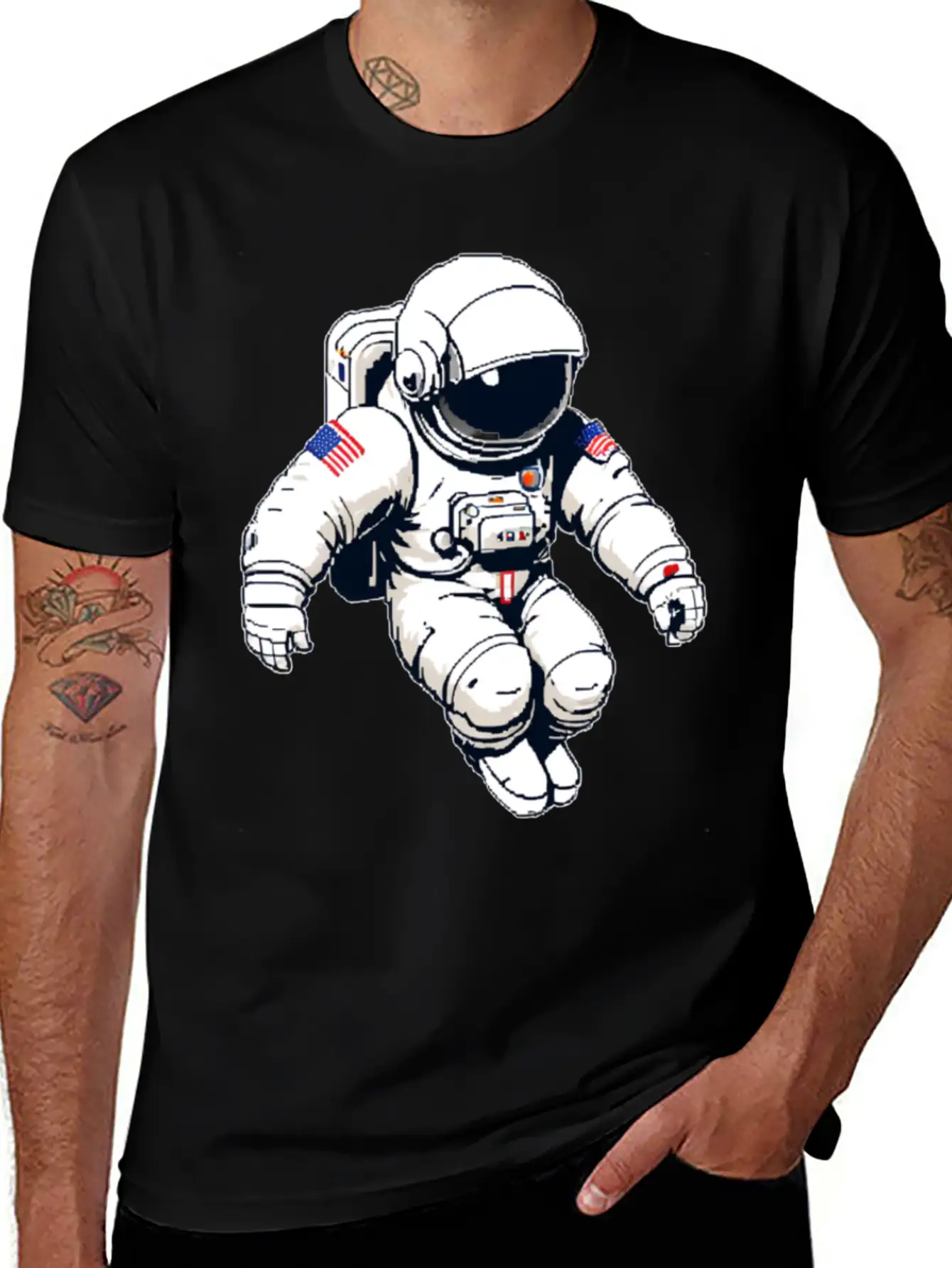 A Pixel Art Of An Astronaut Classic Fit Graphic Tee For Daily Comfort – Unisex Cotton Shirt