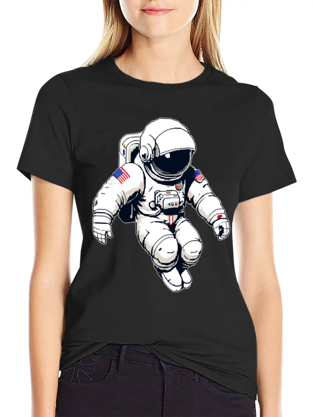 A Pixel Art Of An Astronaut Classic Fit Graphic Tee For Daily Comfort – Unisex Cotton Shirt