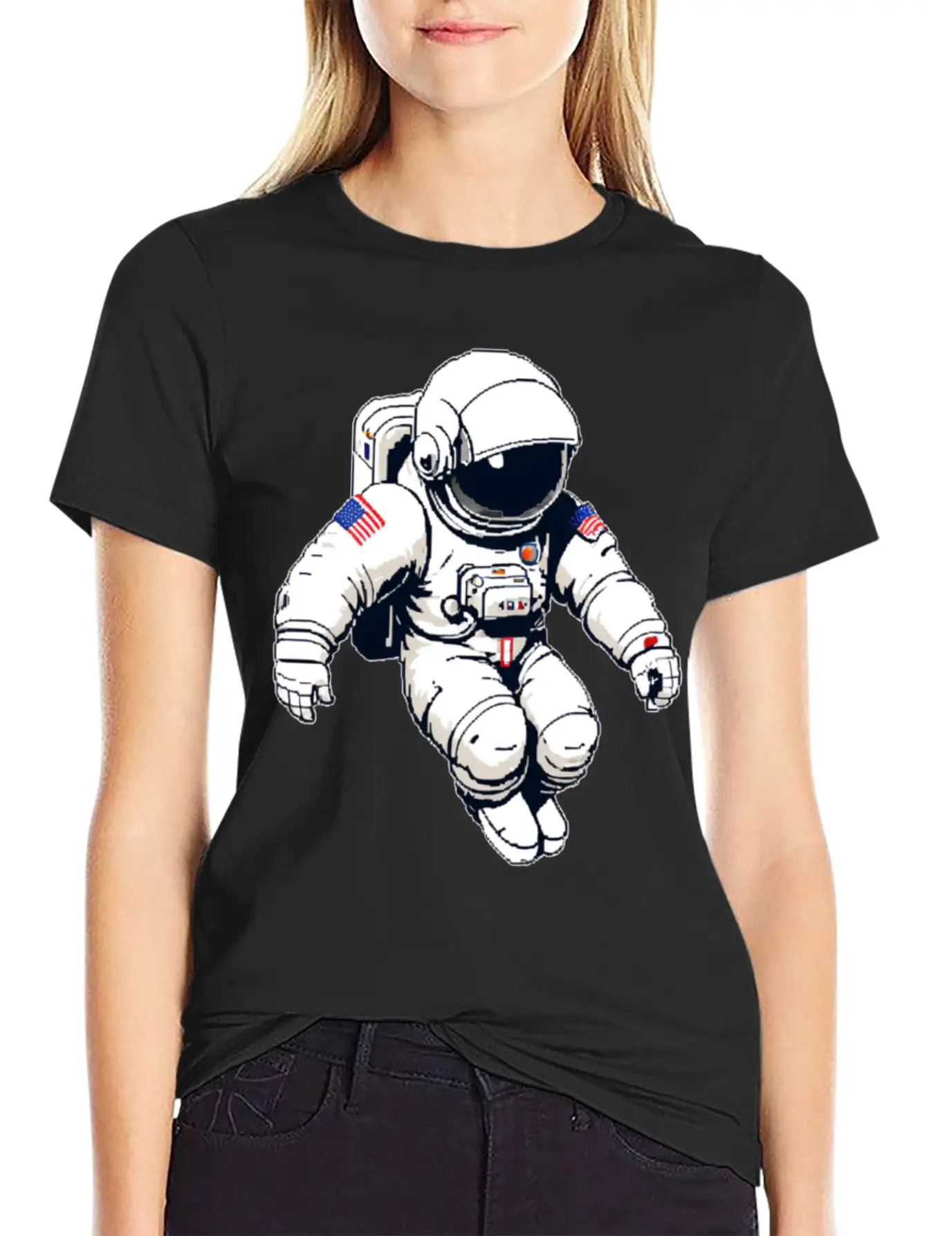 A Pixel Art Of An Astronaut Classic Fit Graphic Tee For Daily Comfort – Unisex Cotton Shirt