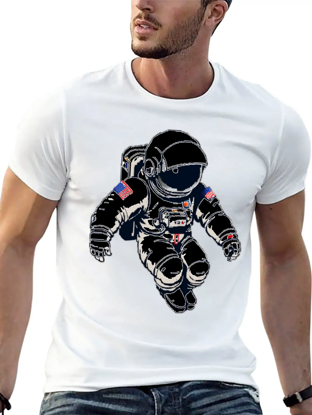 A Pixel Art Of An Astronaut Classic Fit Graphic Tee For Daily Comfort – Unisex Cotton Shirt
