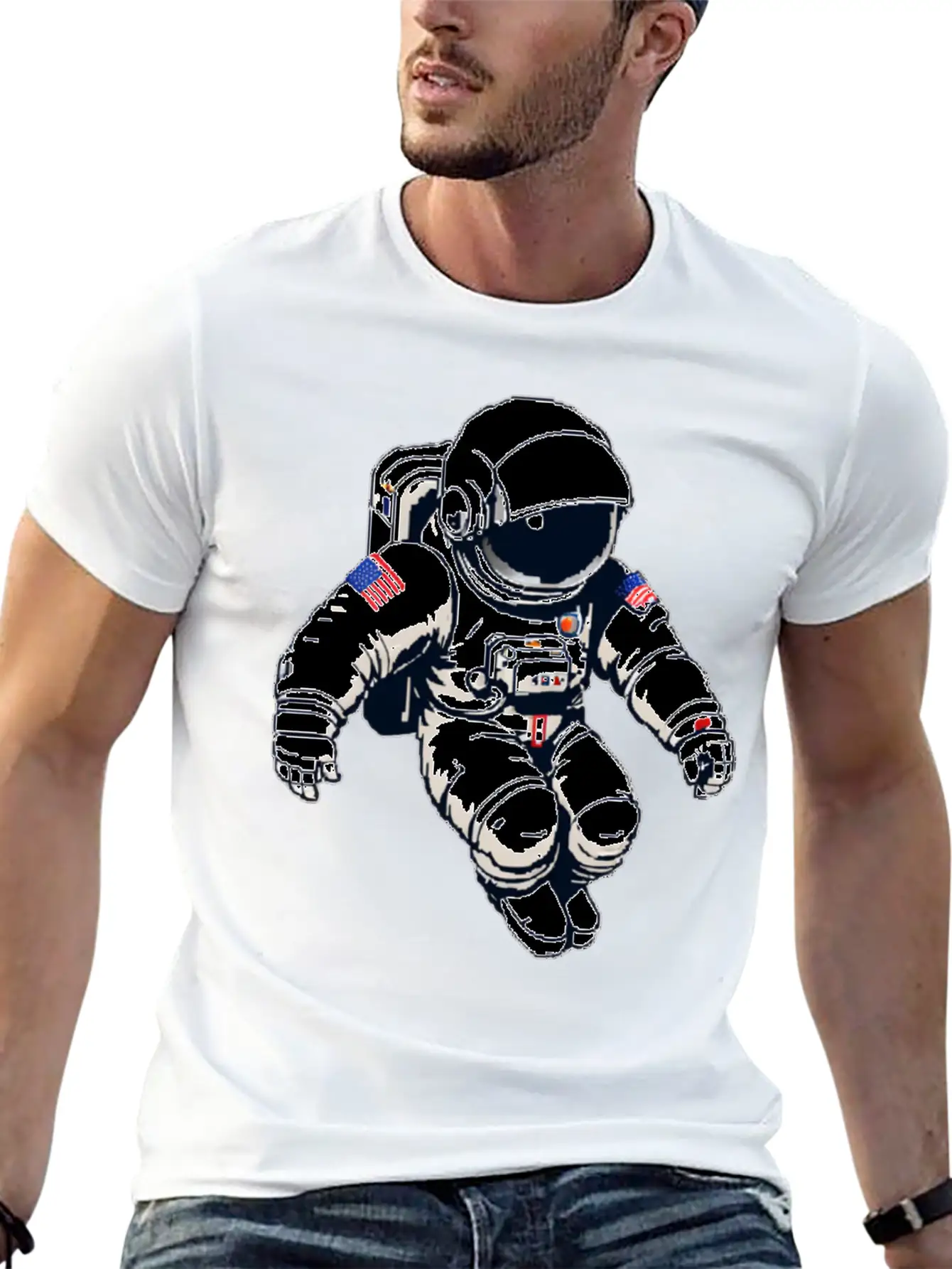 A Pixel Art Of An Astronaut Classic Fit Graphic Tee For Daily Comfort – Unisex Cotton Shirt
