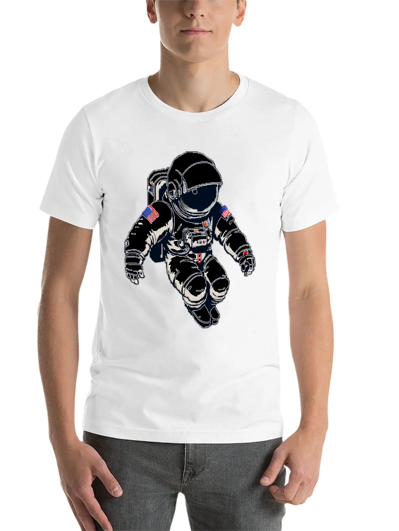 A Pixel Art Of An Astronaut Classic Fit Graphic Tee For Daily Comfort – Unisex Cotton Shirt