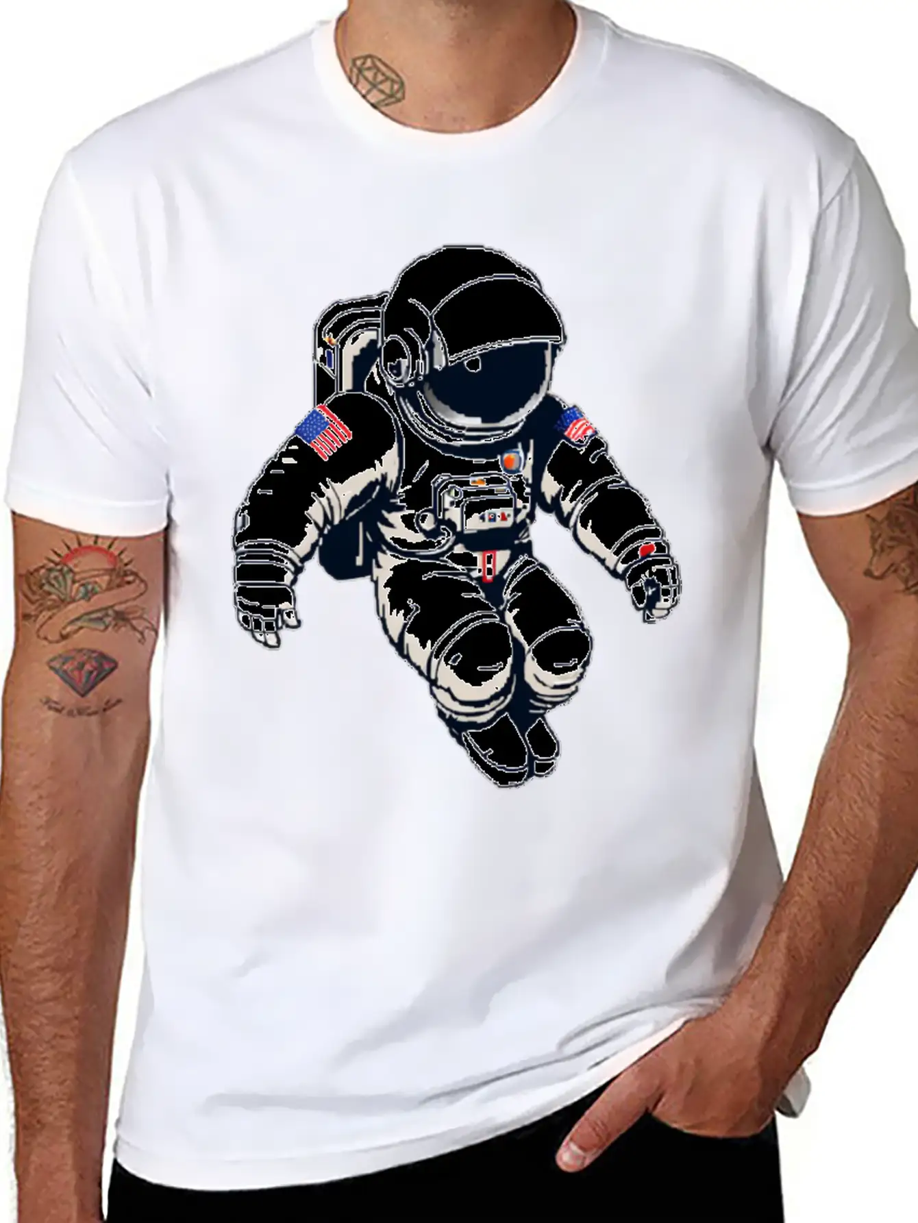A Pixel Art Of An Astronaut Classic Fit Graphic Tee For Daily Comfort – Unisex Cotton Shirt