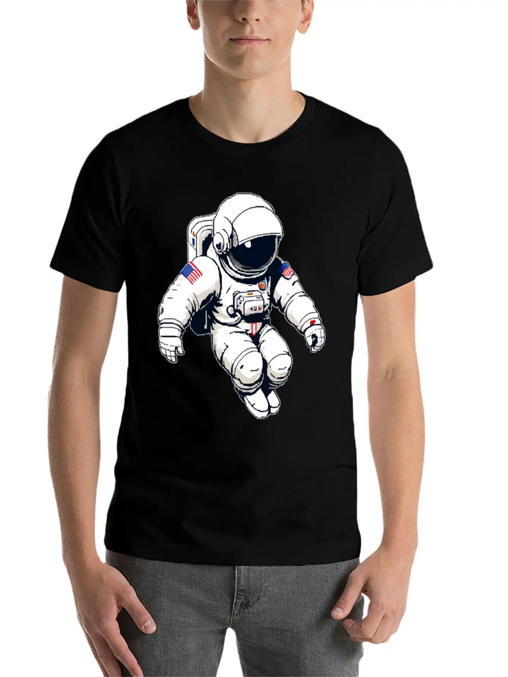 A Pixel Art Of An Astronaut Classic Fit Graphic Tee For Daily Comfort – Unisex Cotton Shirt