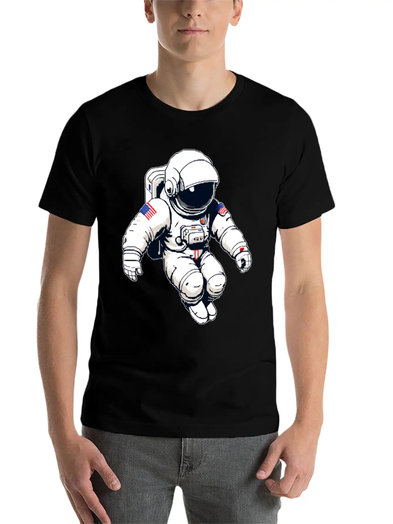 A Pixel Art Of An Astronaut Classic Fit Graphic Tee For Daily Comfort – Unisex Cotton Shirt