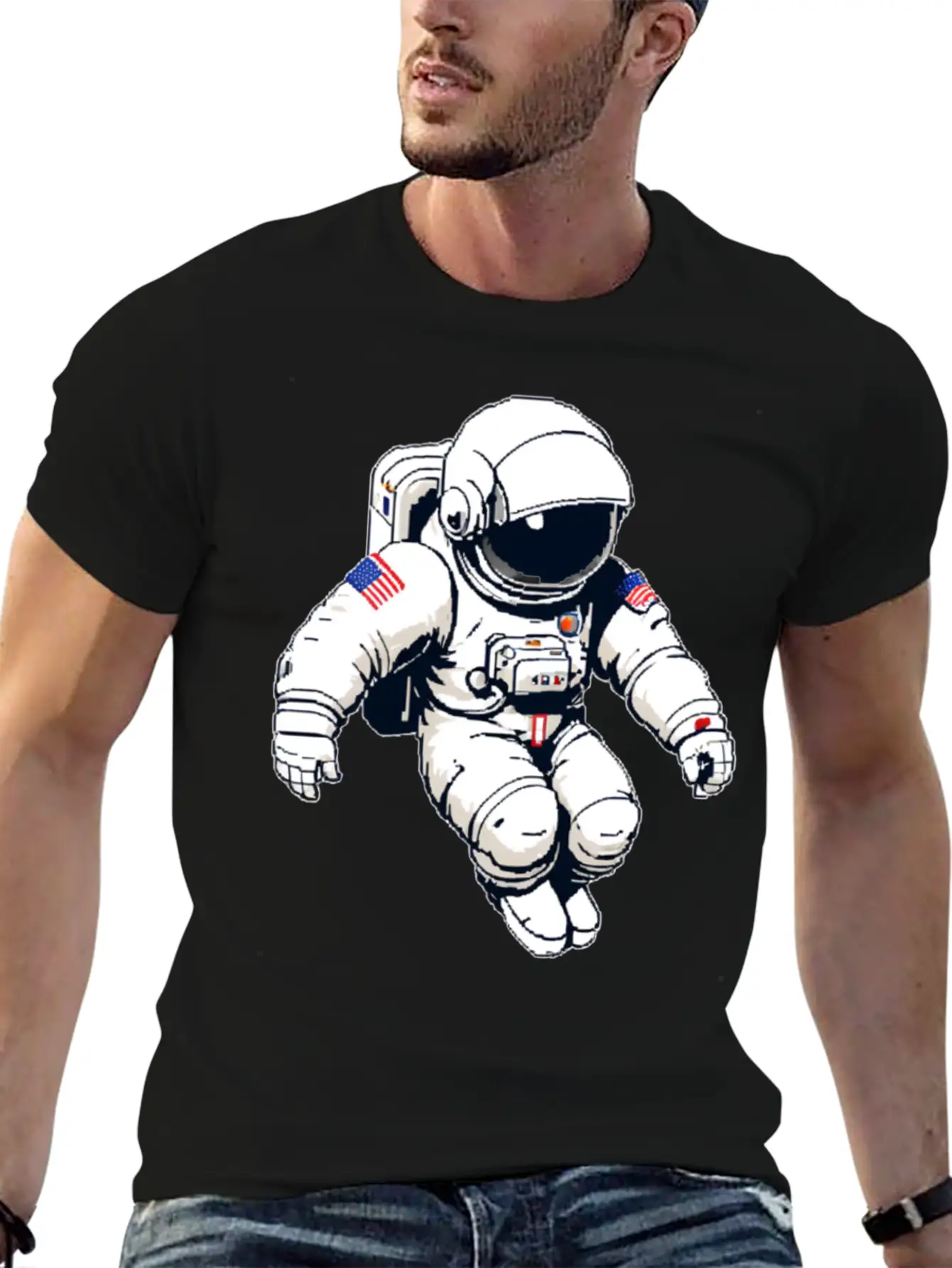 A Pixel Art Of An Astronaut Classic Fit Graphic Tee For Daily Comfort – Unisex Cotton Shirt