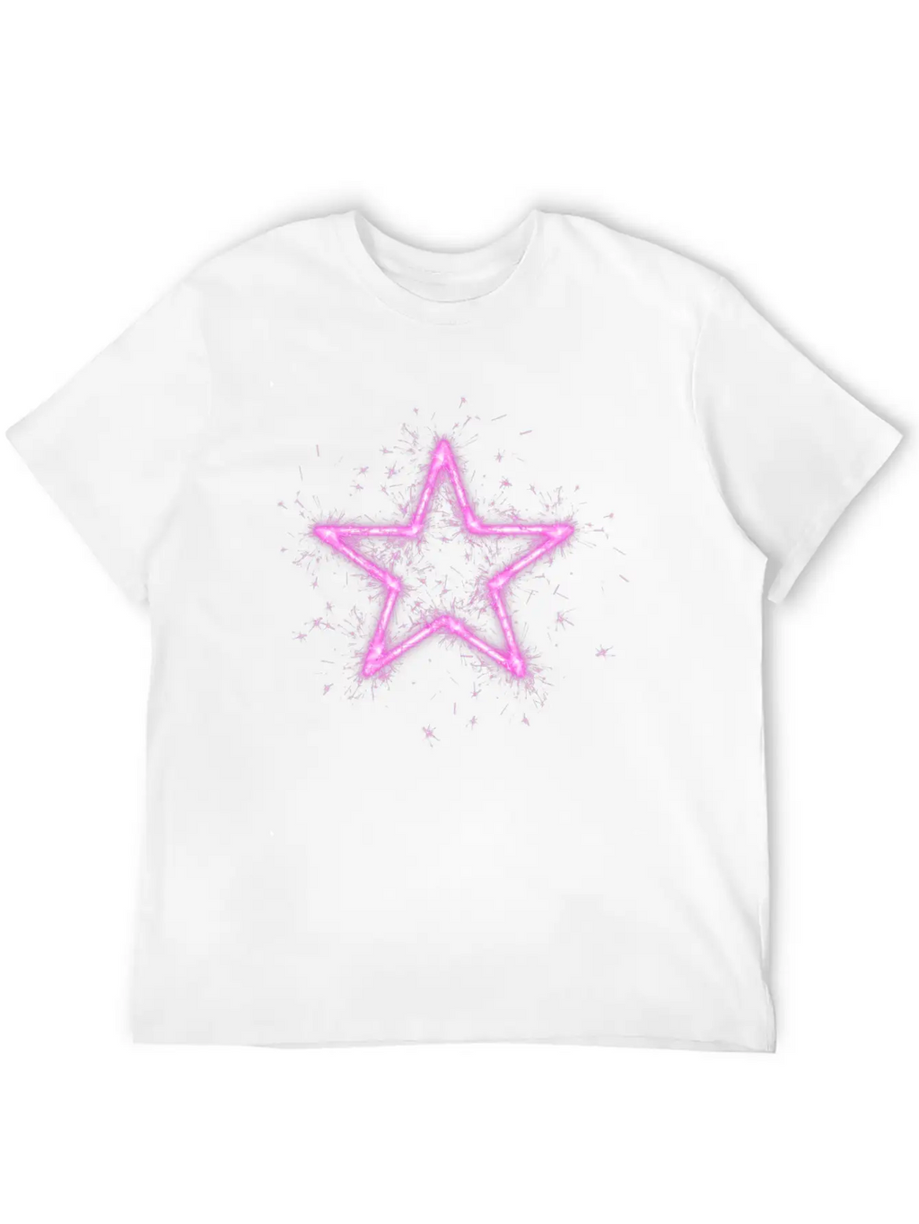 A Shirt With A Glowing Pink Star. Unisex Short Sleeve Soft Cotton T-Shirt – Casual Everyday Wear