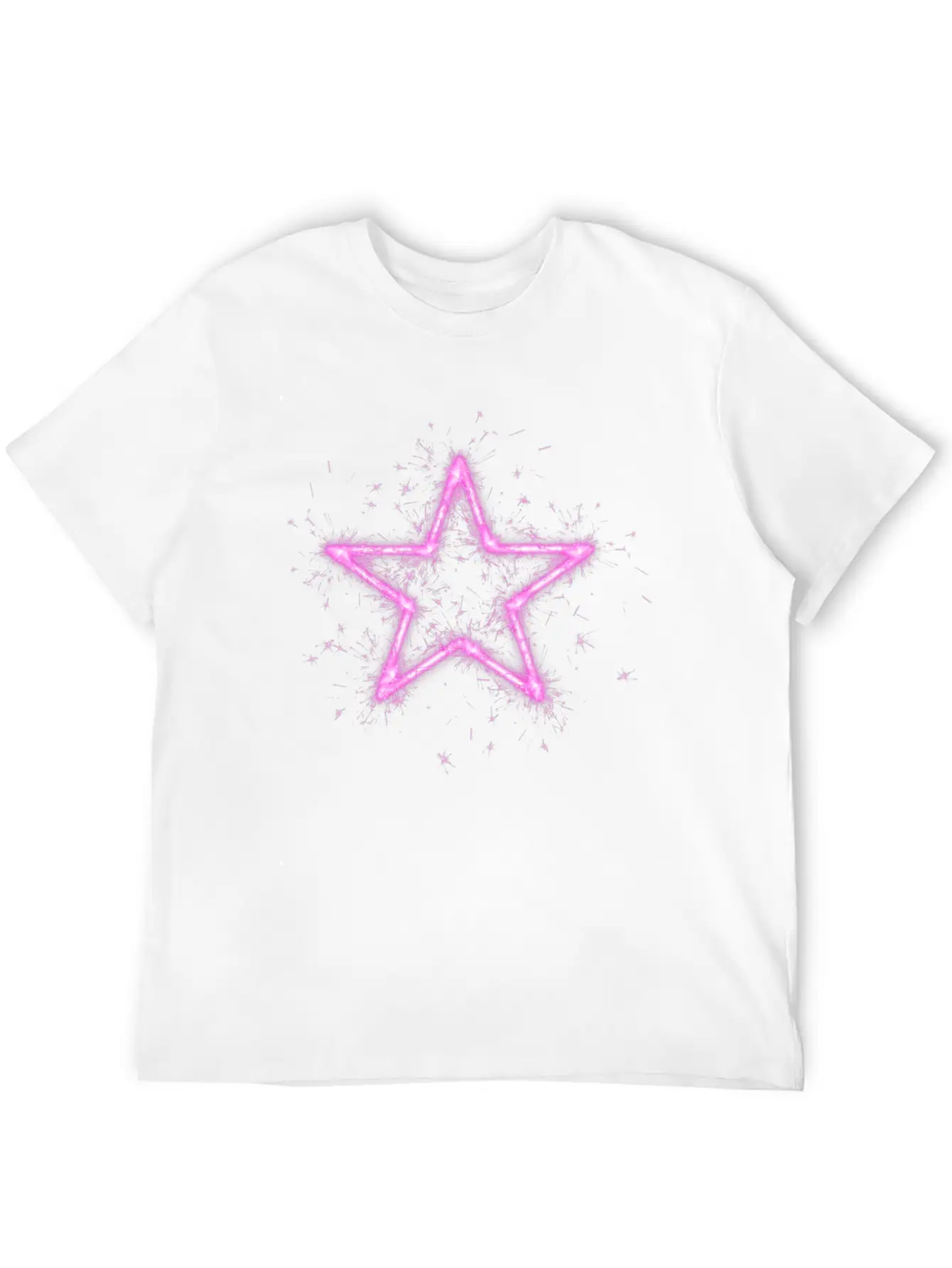 A Shirt With A Glowing Pink Star. Unisex Short Sleeve Soft Cotton T-Shirt – Casual Everyday Wear