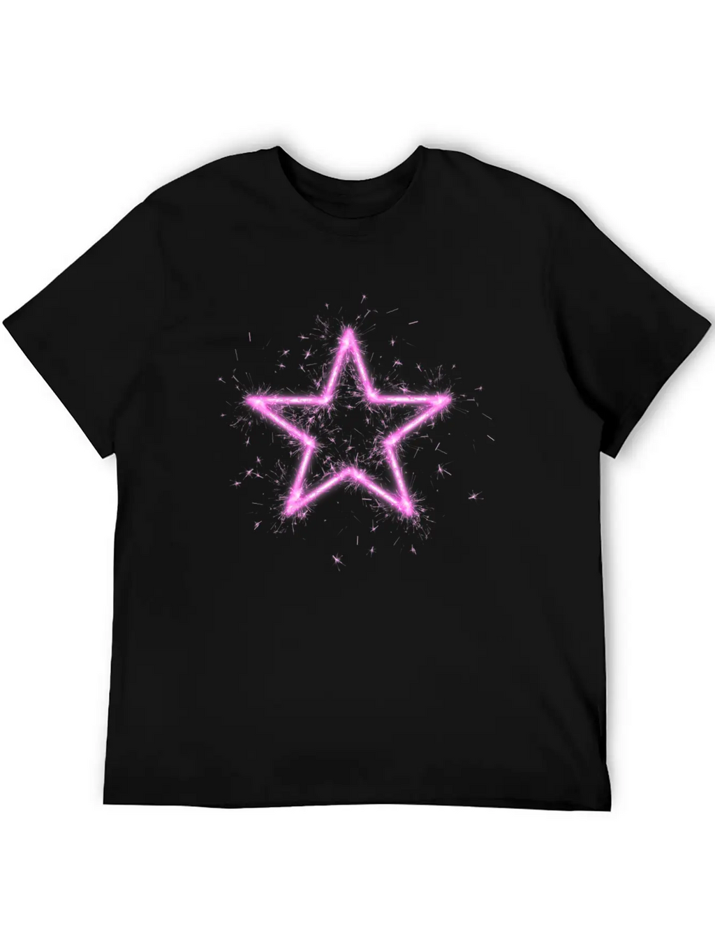 A Shirt With A Glowing Pink Star. Unisex Short Sleeve Soft Cotton T-Shirt – Casual Everyday Wear
