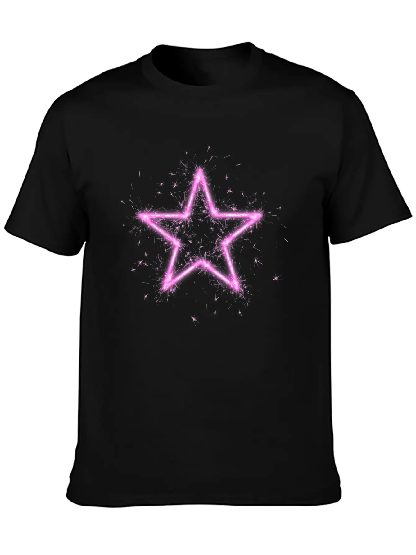 A Shirt With A Glowing Pink Star. Unisex Short Sleeve Soft Cotton T-Shirt – Casual Everyday Wear