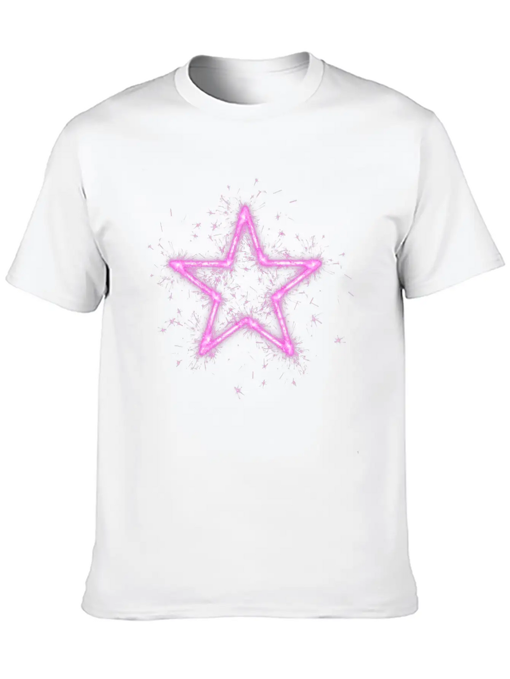 A Shirt With A Glowing Pink Star. Unisex Short Sleeve Soft Cotton T-Shirt – Casual Everyday Wear