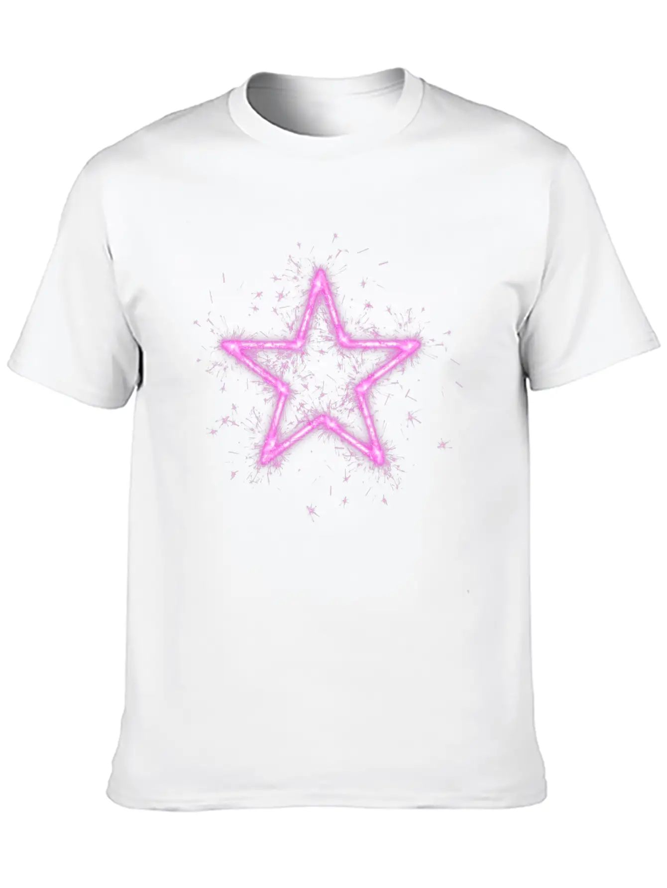 A Shirt With A Glowing Pink Star. Unisex Short Sleeve Soft Cotton T-Shirt – Casual Everyday Wear