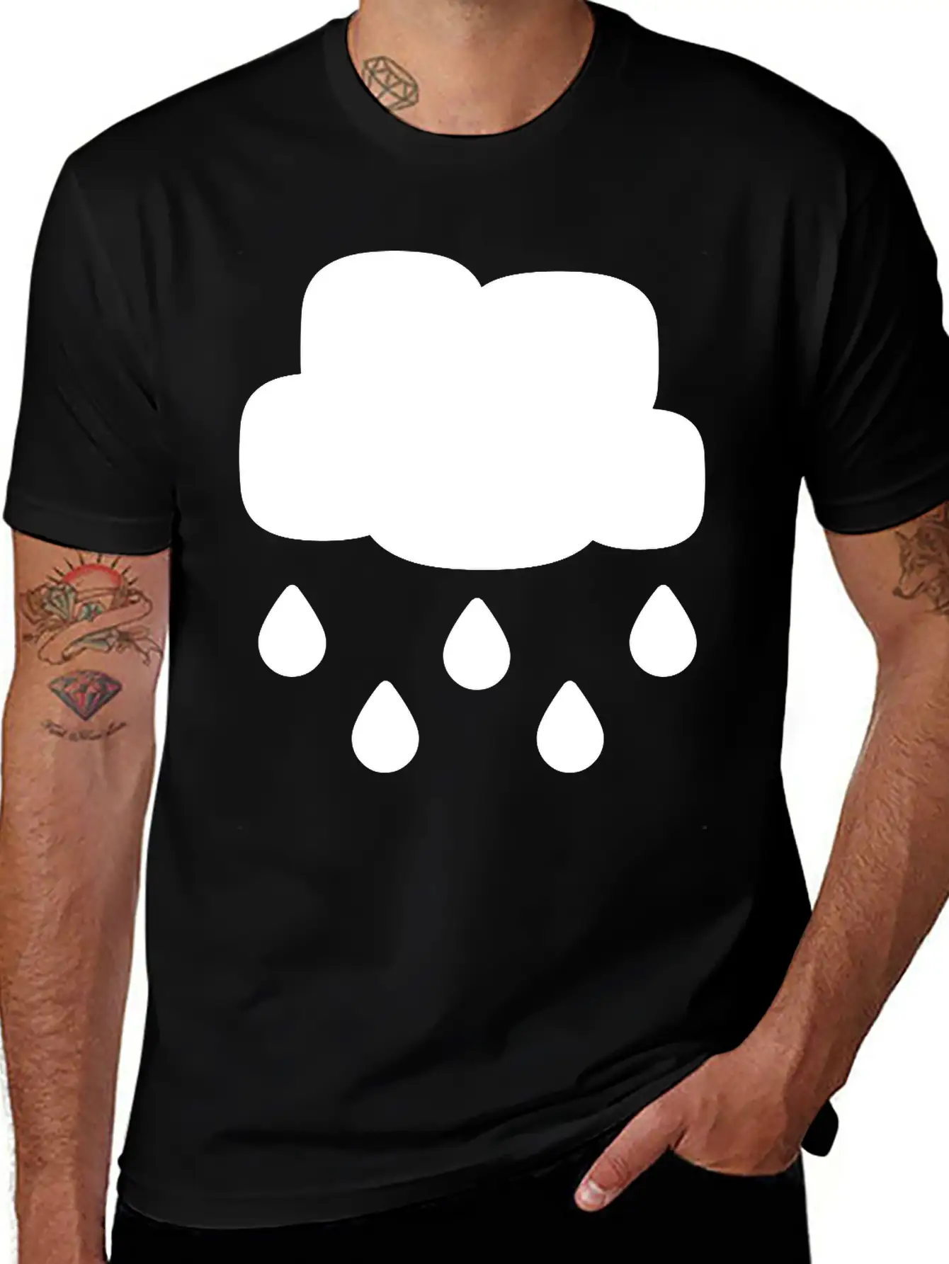 A Simple Rainy Cloud Classic Fit Graphic Tee For Daily Comfort – Unisex Cotton Shirt