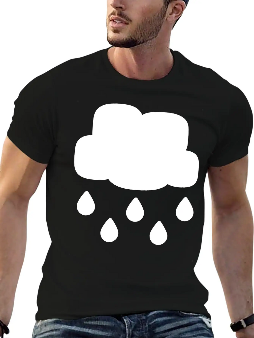 A Simple Rainy Cloud Classic Fit Graphic Tee For Daily Comfort – Unisex Cotton Shirt