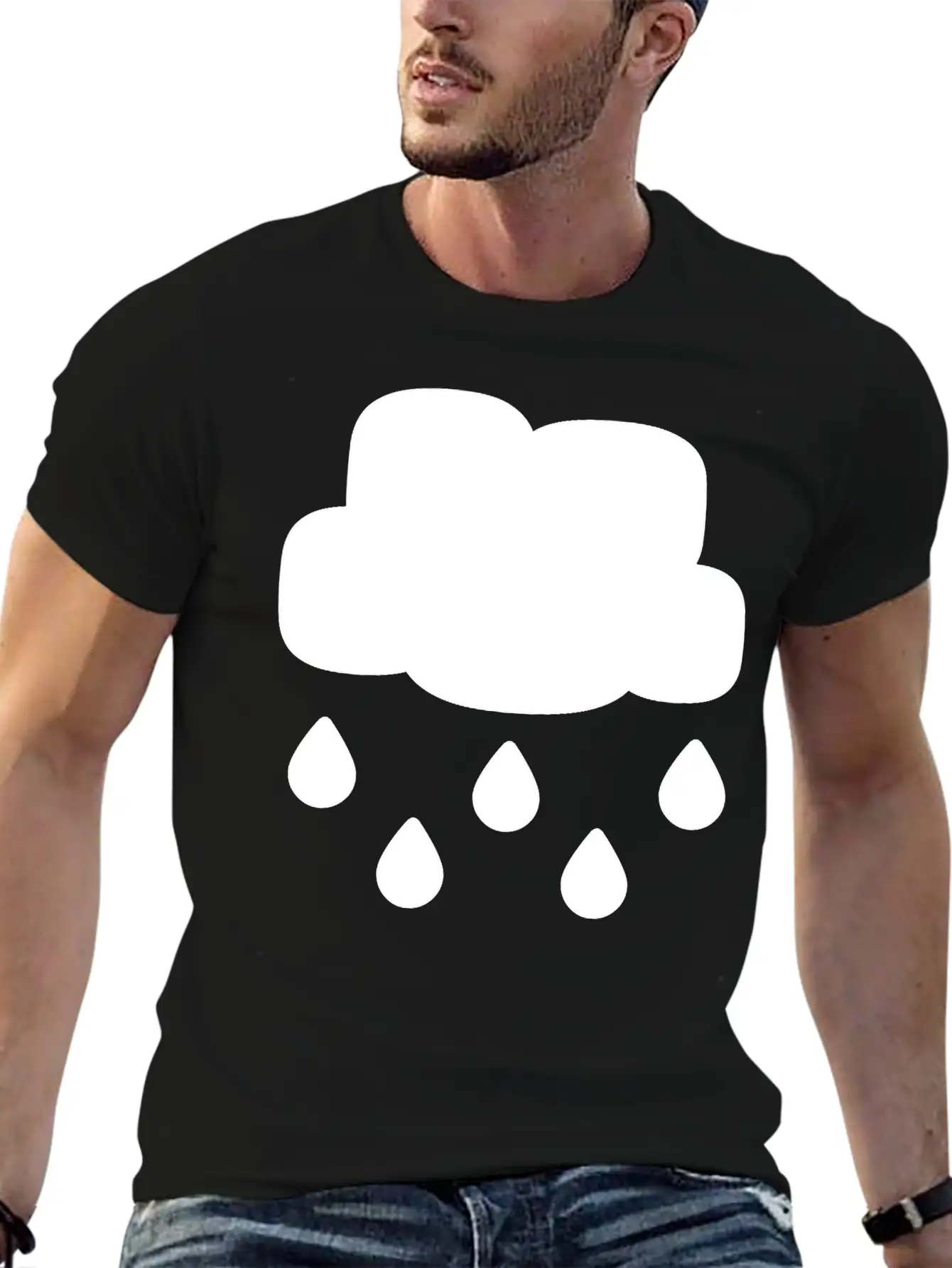 A Simple Rainy Cloud Classic Fit Graphic Tee For Daily Comfort – Unisex Cotton Shirt
