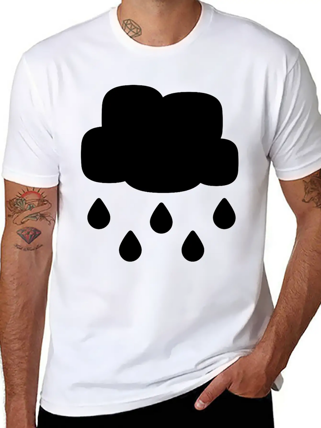 A Simple Rainy Cloud Classic Fit Graphic Tee For Daily Comfort – Unisex Cotton Shirt