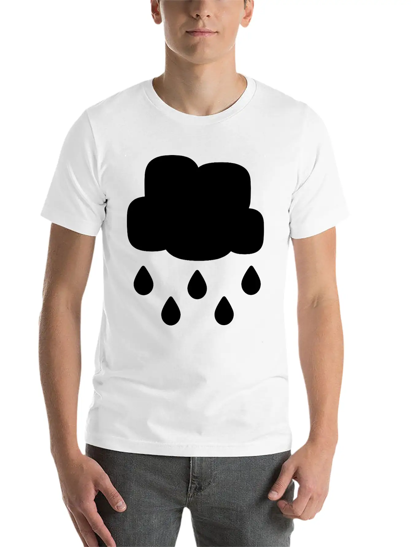 A Simple Rainy Cloud Classic Fit Graphic Tee For Daily Comfort – Unisex Cotton Shirt