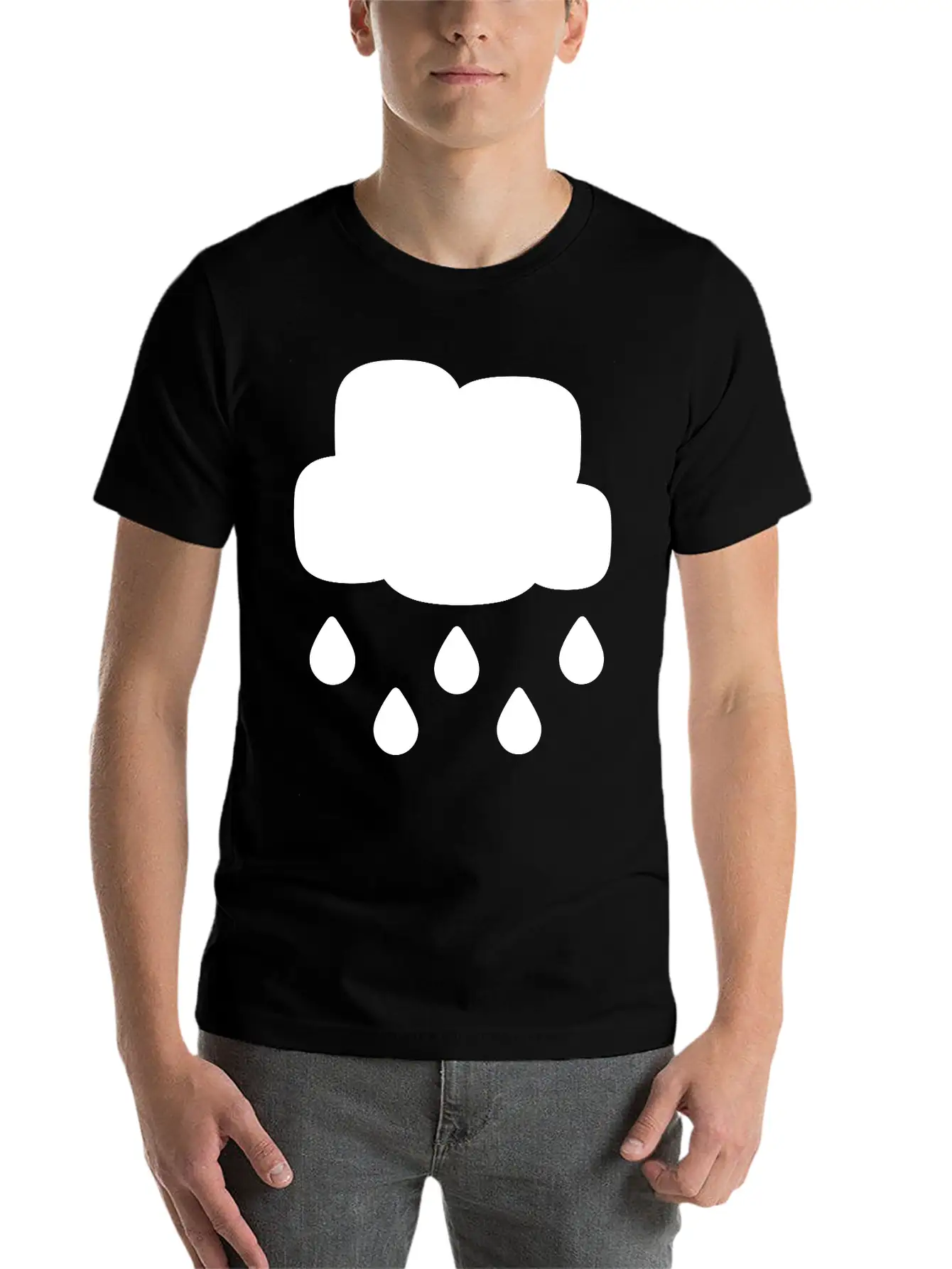 A Simple Rainy Cloud Classic Fit Graphic Tee For Daily Comfort – Unisex Cotton Shirt