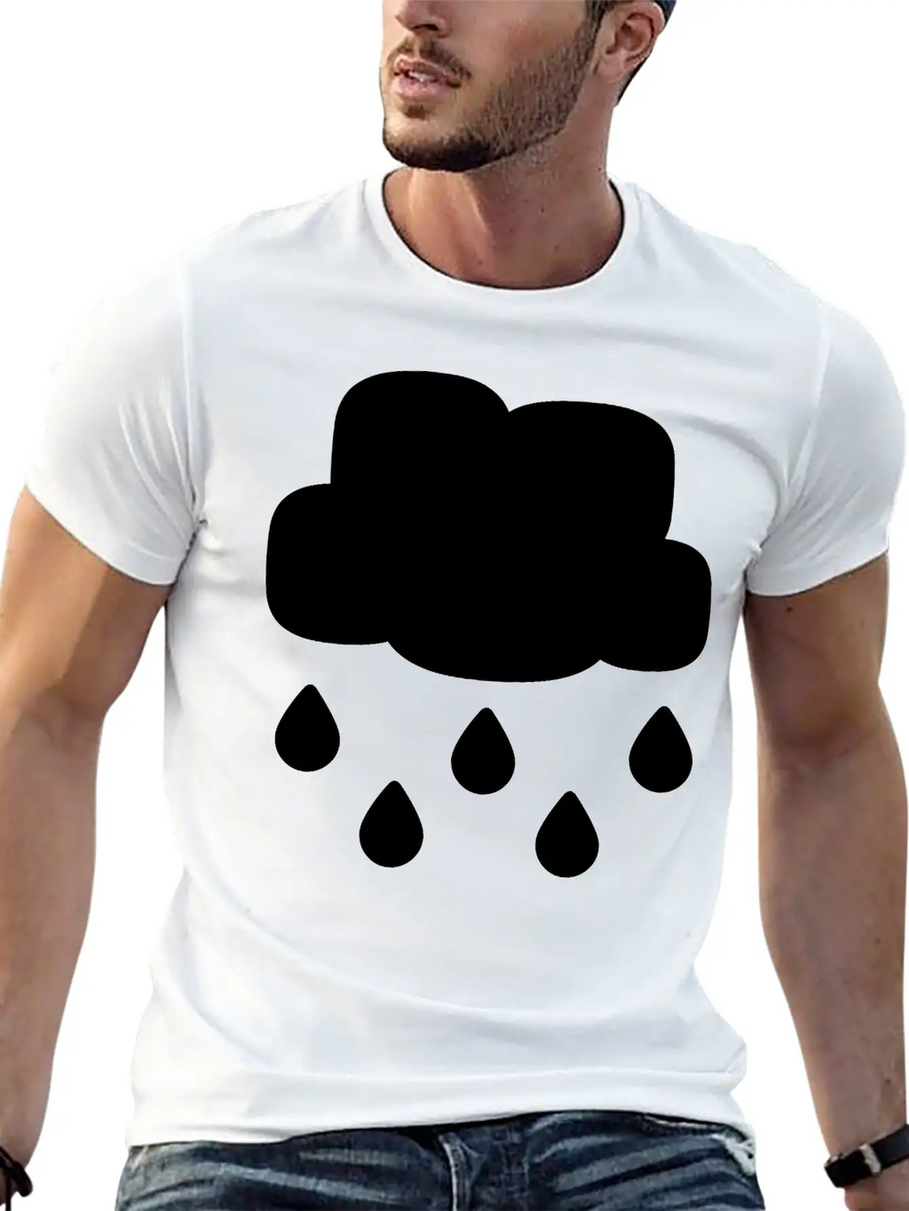 A Simple Rainy Cloud Classic Fit Graphic Tee For Daily Comfort – Unisex Cotton Shirt