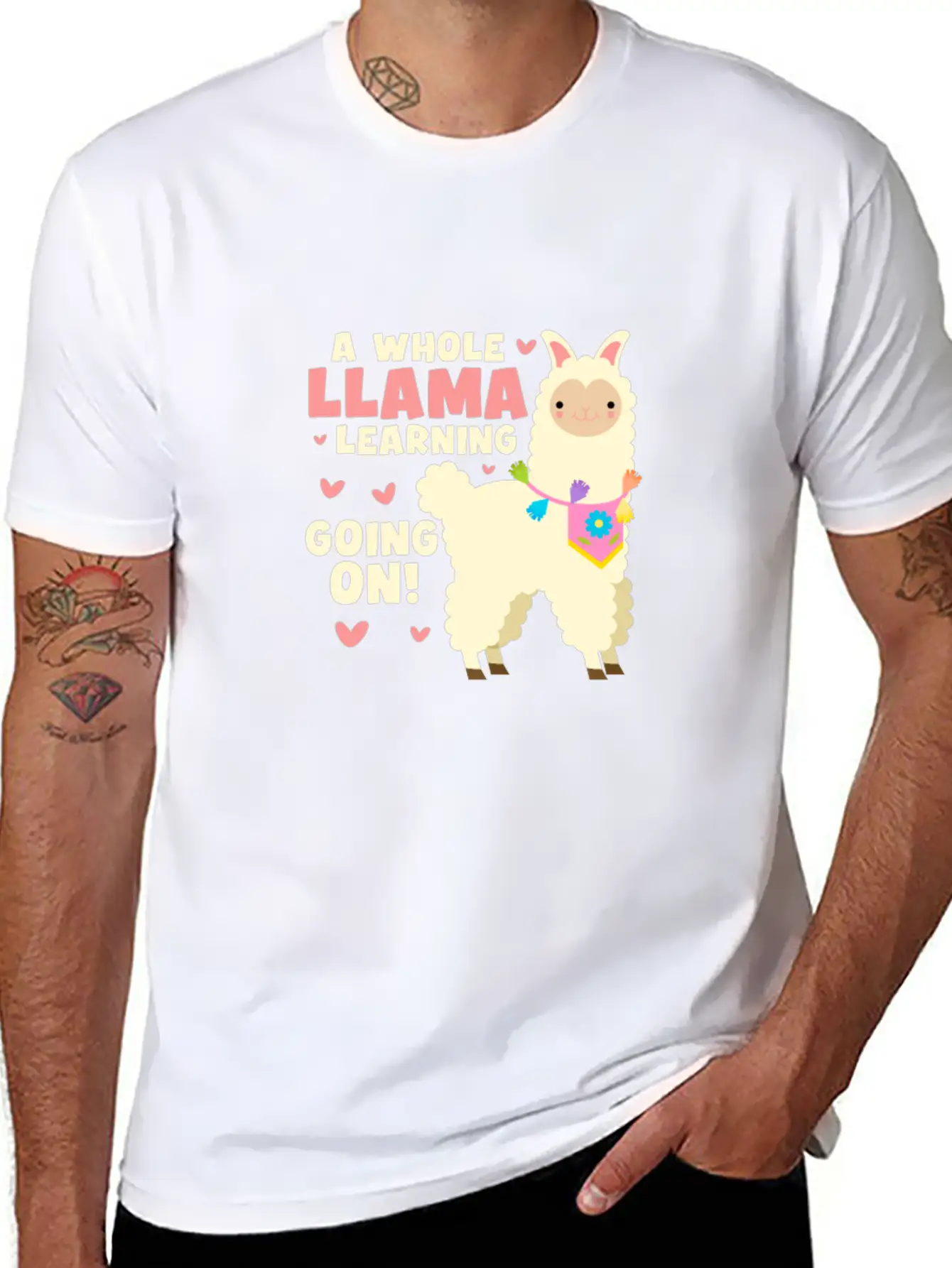 A Whole Llama Learning Going On Unisex Cotton Tee – Relaxed Fit For Any Occasion