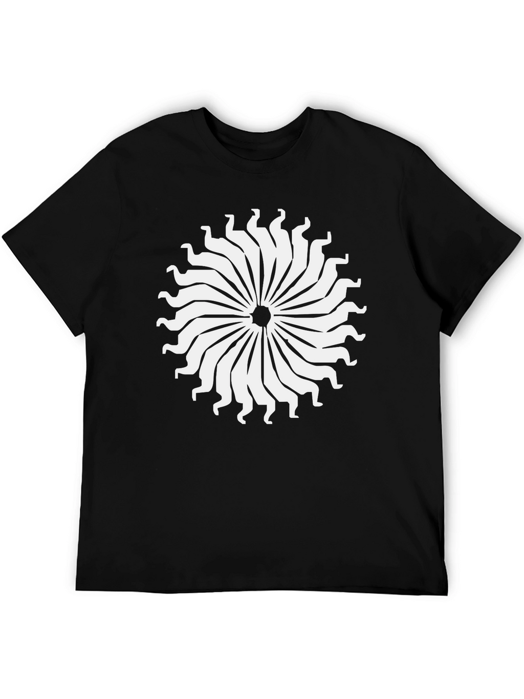 Abstract Sun T-Shirt - Black Cotton Tee