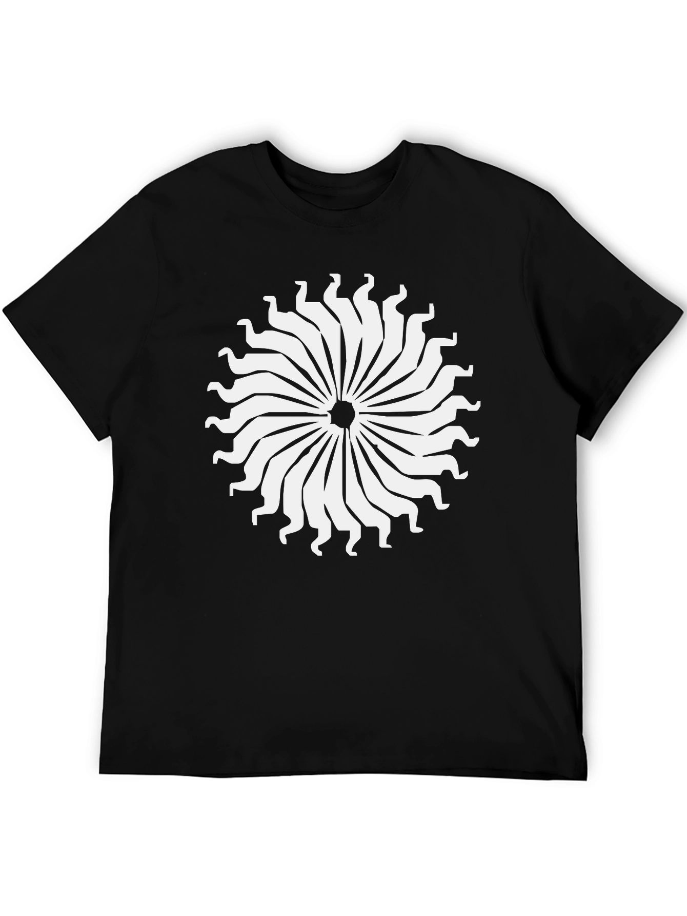 Abstract Sun T-Shirt - Black Cotton Tee