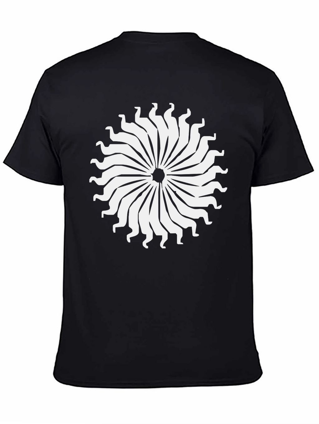 Abstract Sun T-Shirt - Black Cotton Tee