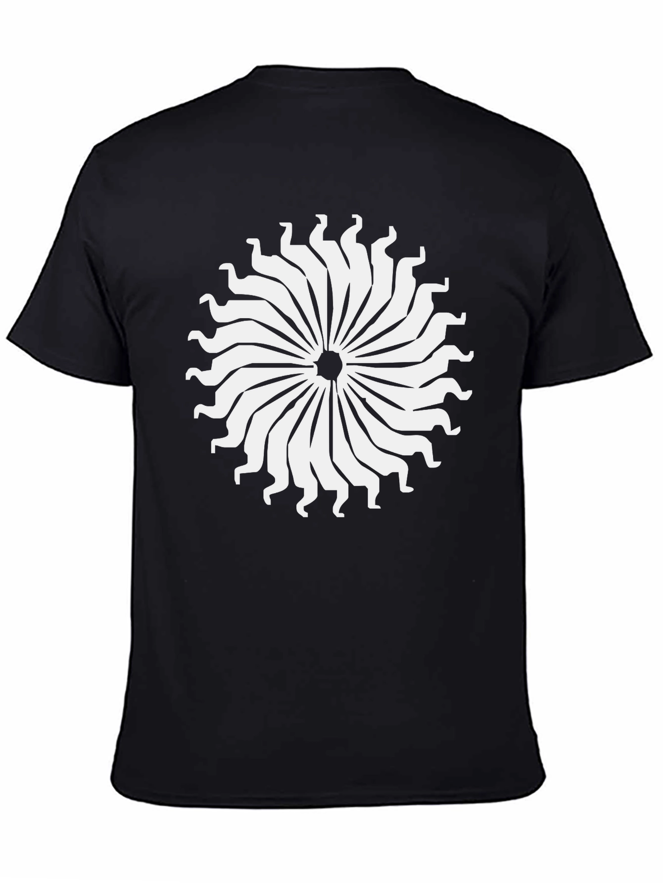 Abstract Sun T-Shirt - Black Cotton Tee
