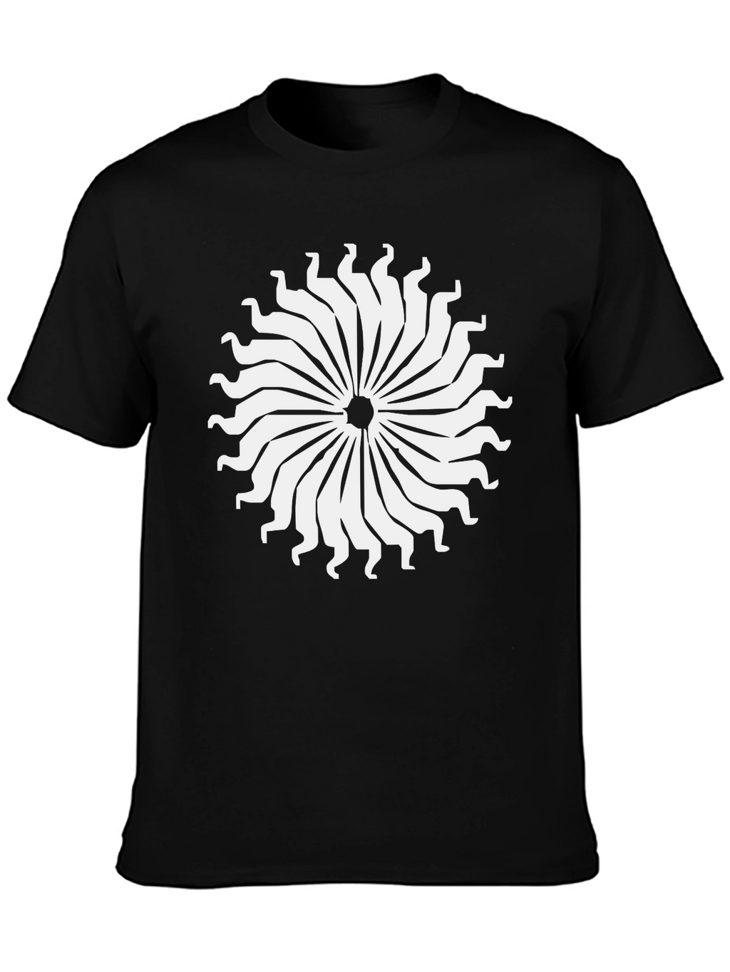 Abstract Sun T-Shirt - Black Cotton Tee