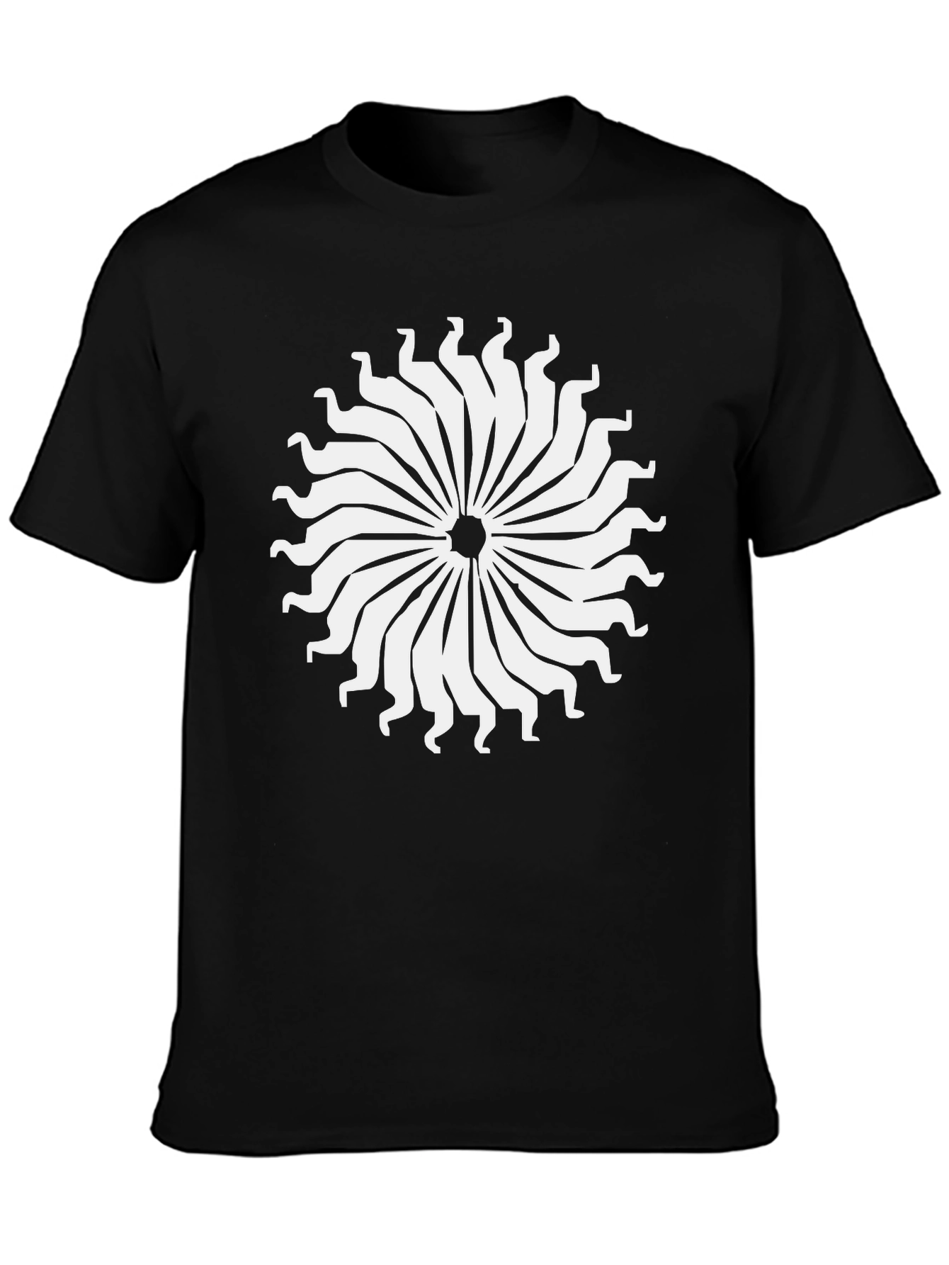 Abstract Sun T-Shirt - Black Cotton Tee