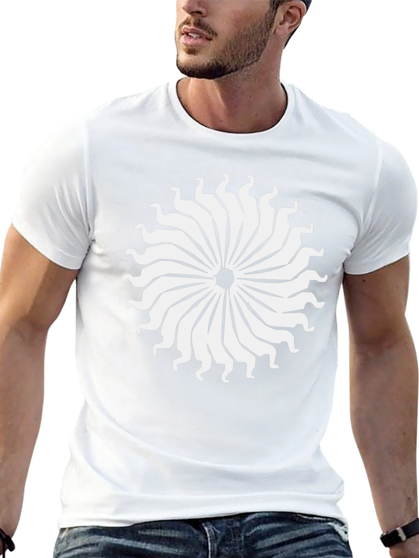Abstract Sun T-Shirt - Black Cotton Tee
