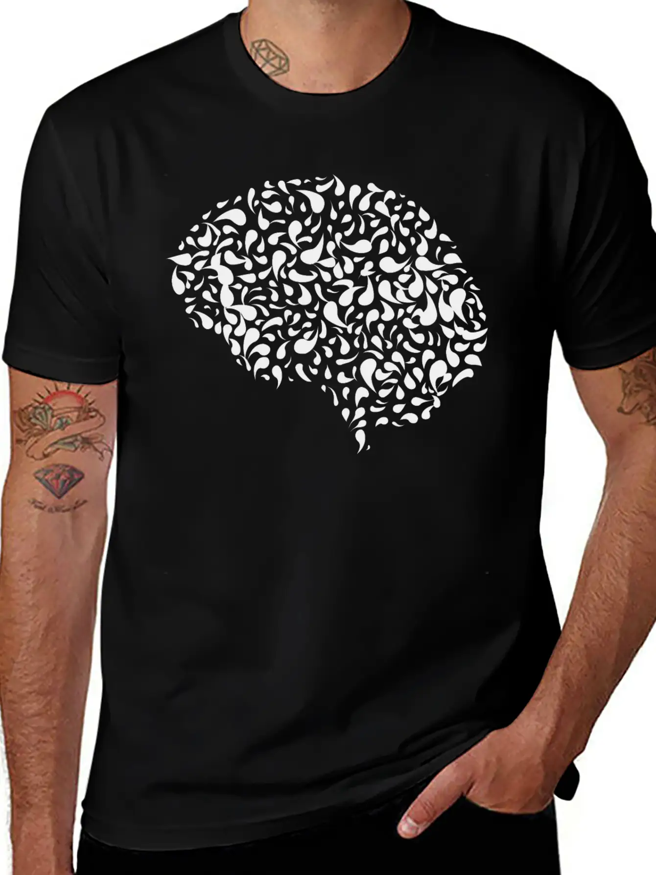 Abstract Drops Brain Unisex Casual T-Shirt – Clean Design For Daily Comfort