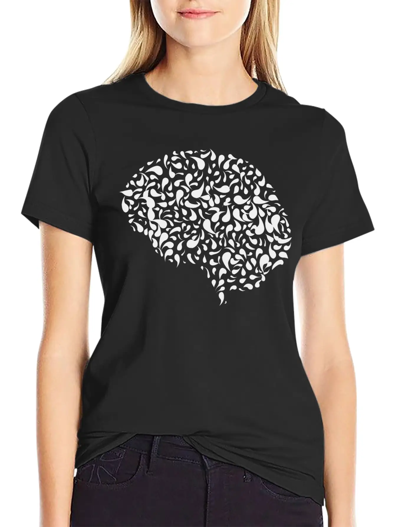 Abstract Drops Brain Unisex Casual T-Shirt – Clean Design For Daily Comfort