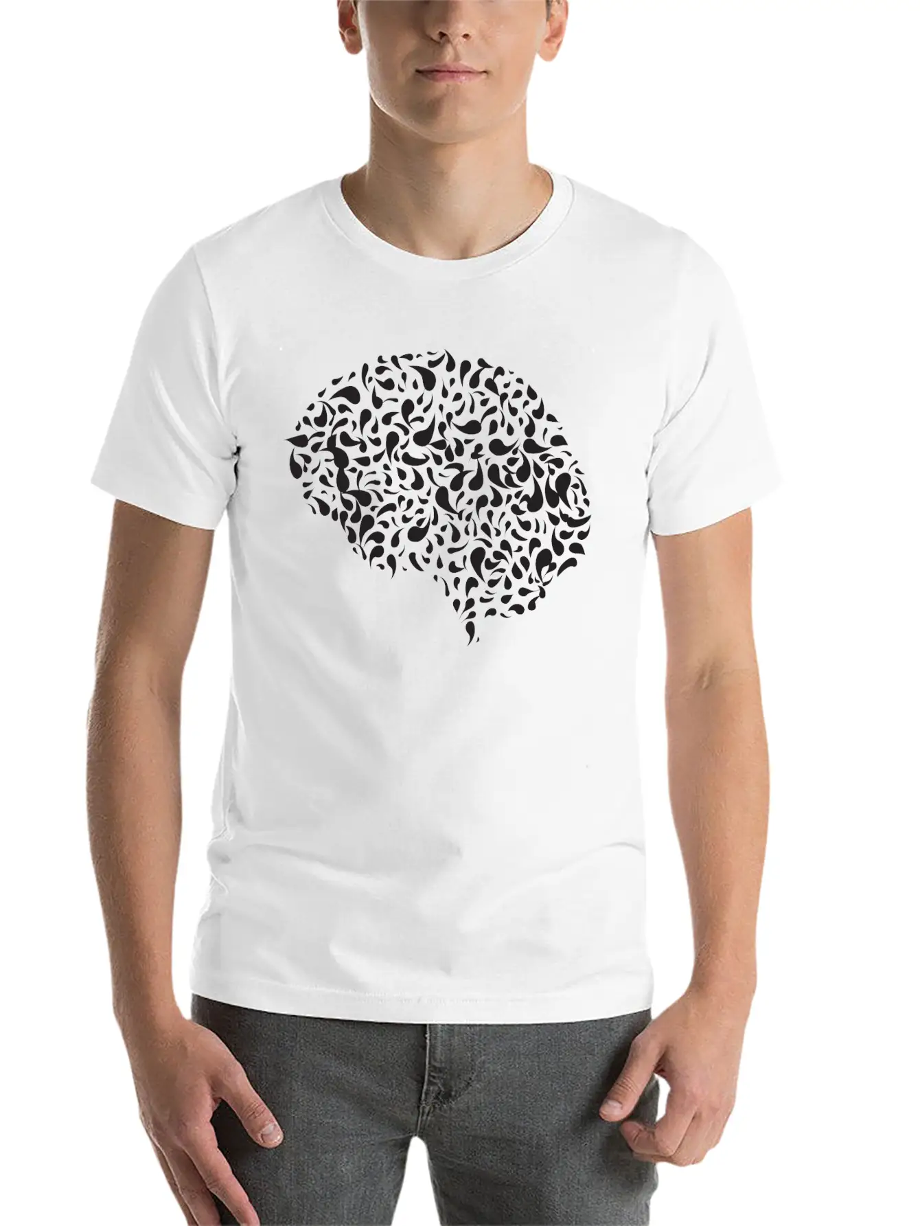 Abstract Drops Brain Unisex Casual T-Shirt – Clean Design For Daily Comfort